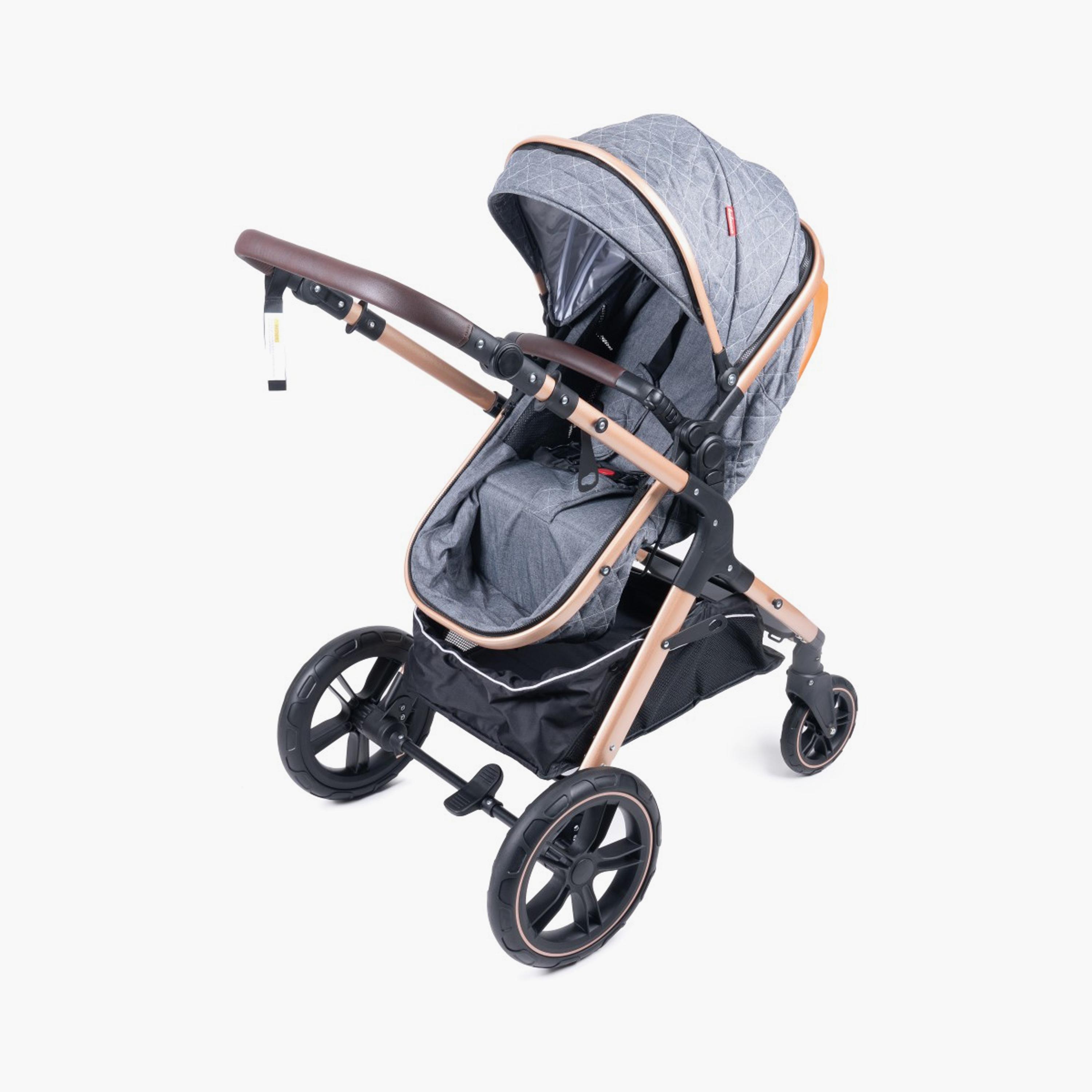Belecoo 3-In-1 One-Fold-To-Half Luxury Pram with Car Seat & Diaper Bag - Grey-baby-gear-strollersandprams-travelsystems-image-7