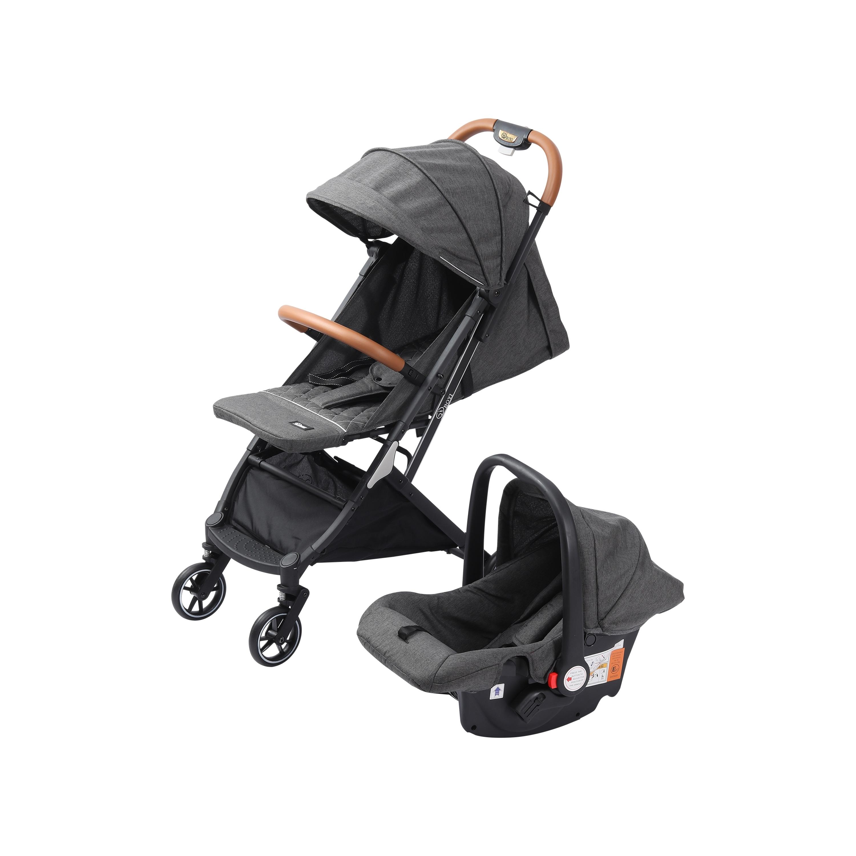 Hababy Foldable Stroller with Car Seat - Grey-baby-gear-strollersandprams-travelsystems-image-1