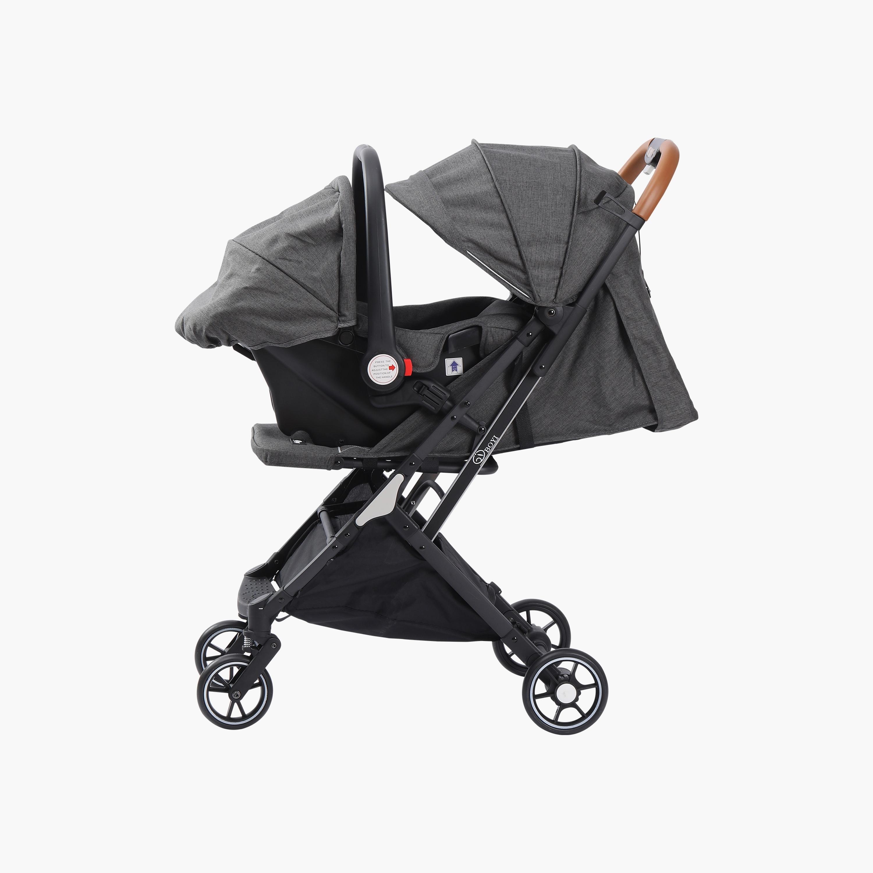 Hababy Foldable Stroller with Car Seat - Grey-baby-gear-strollersandprams-travelsystems-image-6