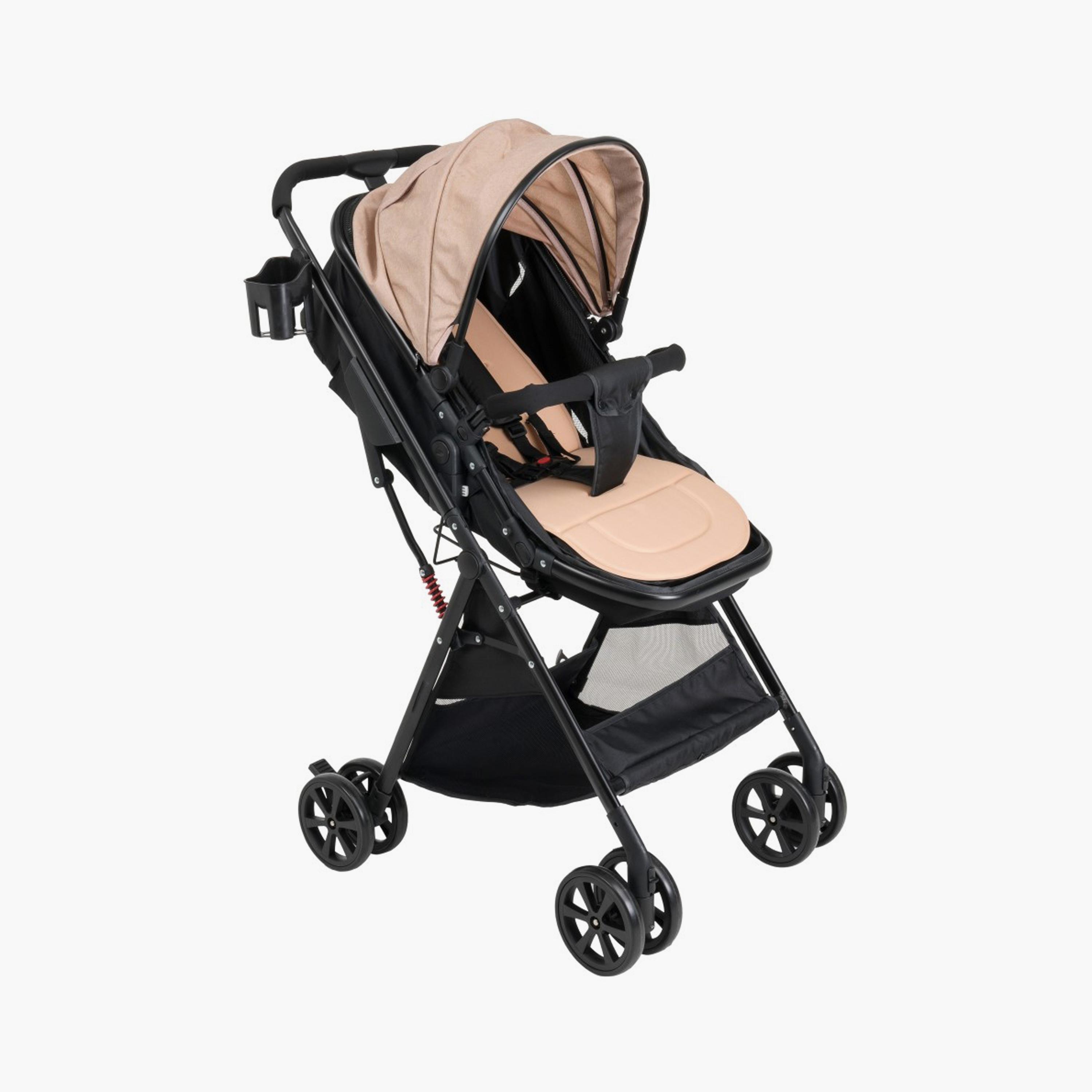 Uniqoo 5 Portable Pram with Diaper Bag - Beige-baby-gear-strollersandprams-strollers-image-2