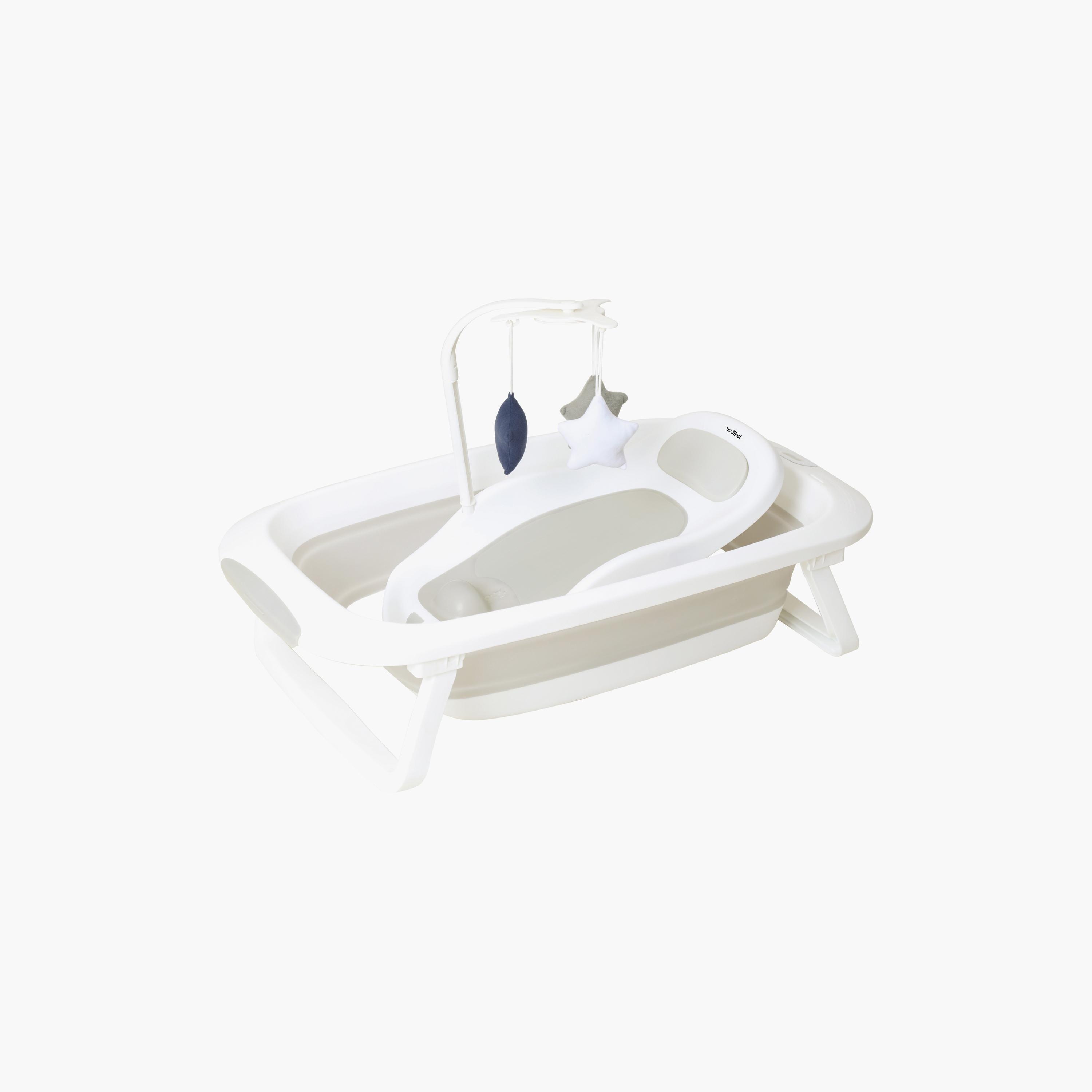 Jikel Cloud Bathtub & Scrub Bath Booster Chair - Grey-baby-bathandcare-bathtubs-image-1