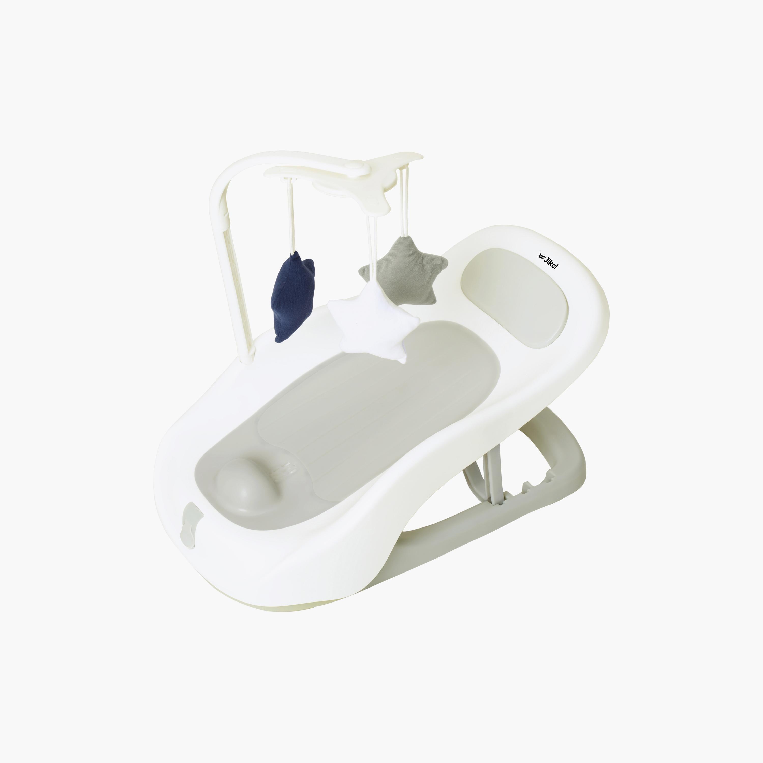 Jikel Scrub Folding Bath Booster Chair - Grey-baby-bathandcare-bathtubs-image-1