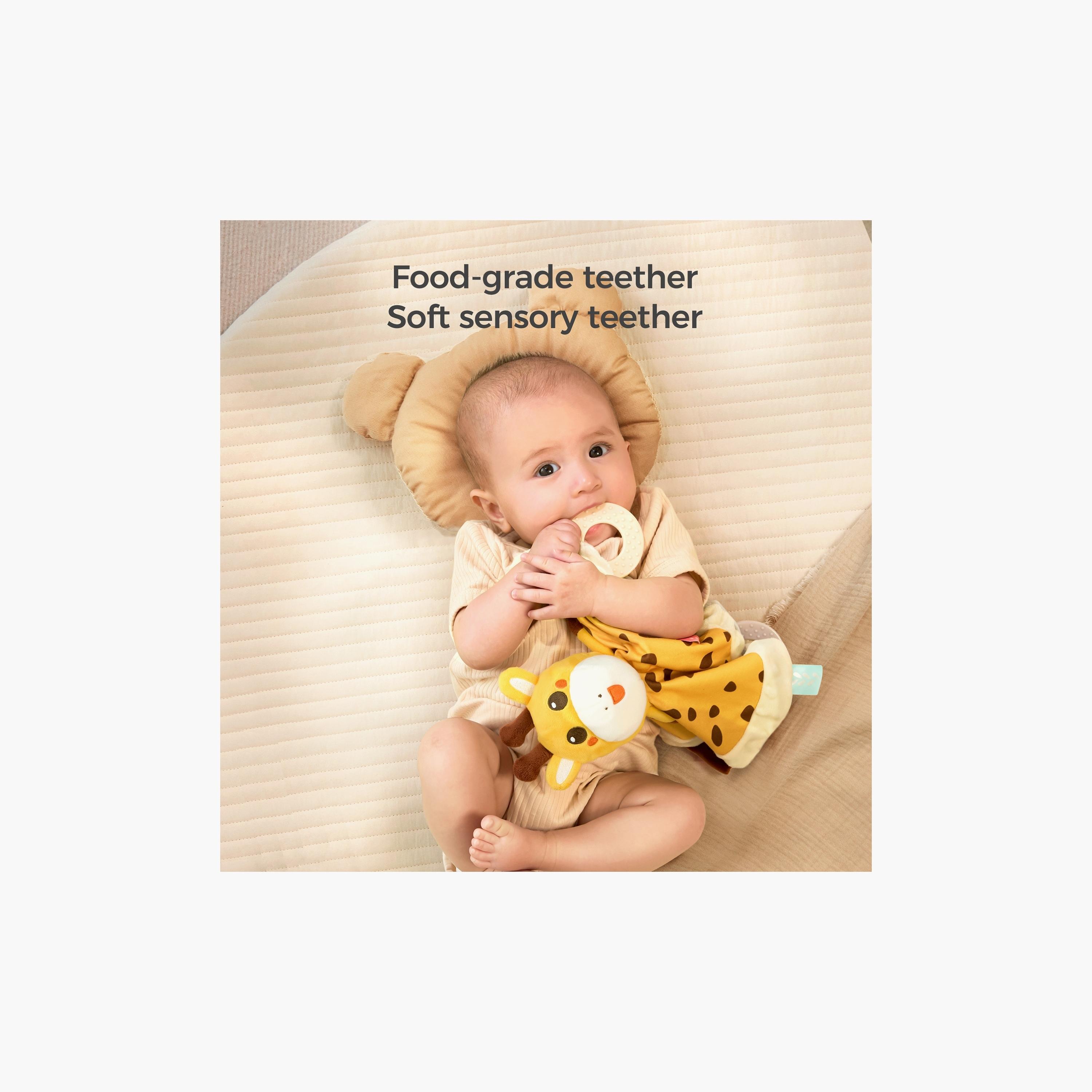 بطانية أمان مريحة مع لعبة سرير للأطفال من توماما - زرافة - أصفر-toys-babyandtoddlertoys-learningtoys-image-3