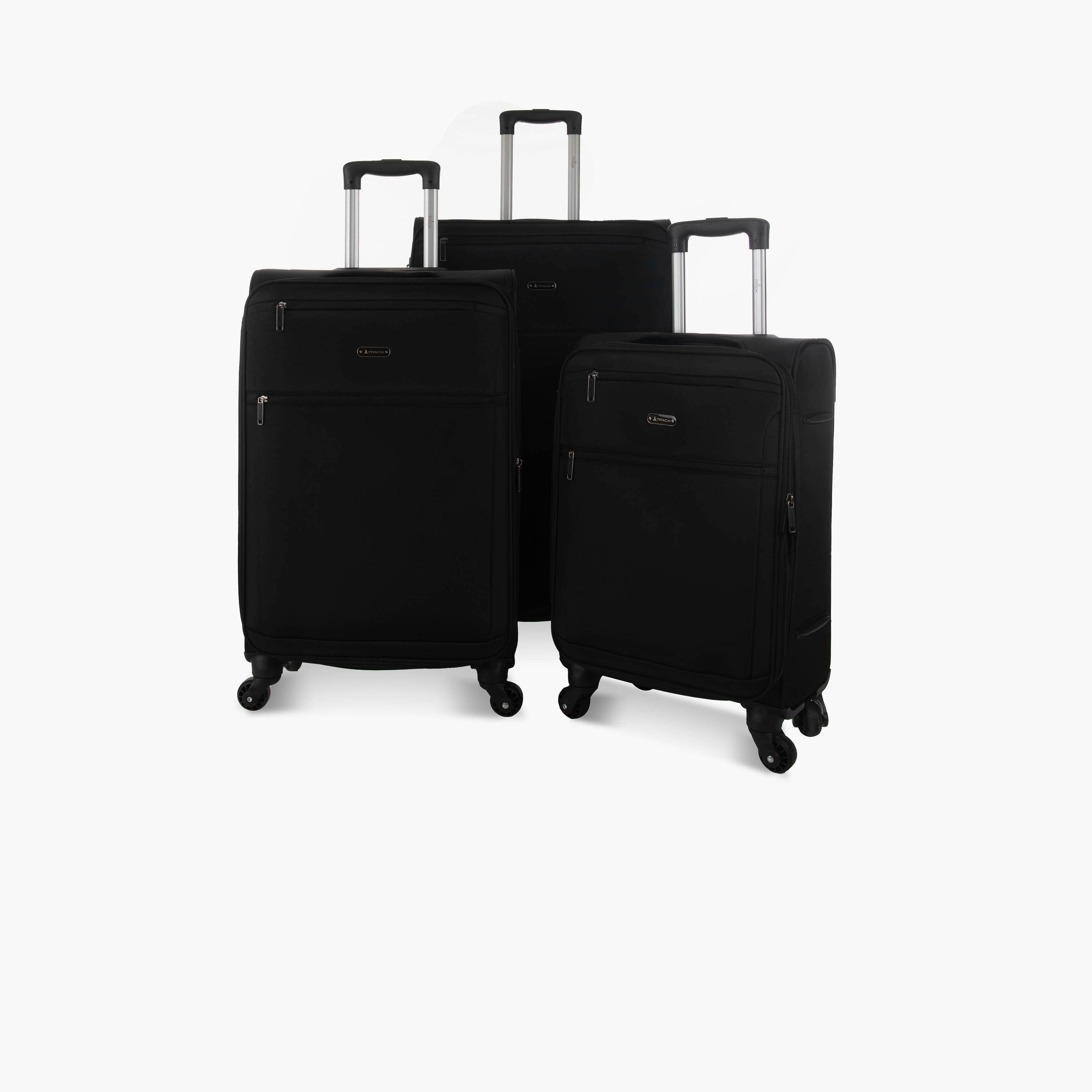 Track Set of 3 Textile Softcase 4-Wheeler Spinner Trolley Bag with Combination Lock | 8255/3P-travel-luggagesandbags-luggage-image-1