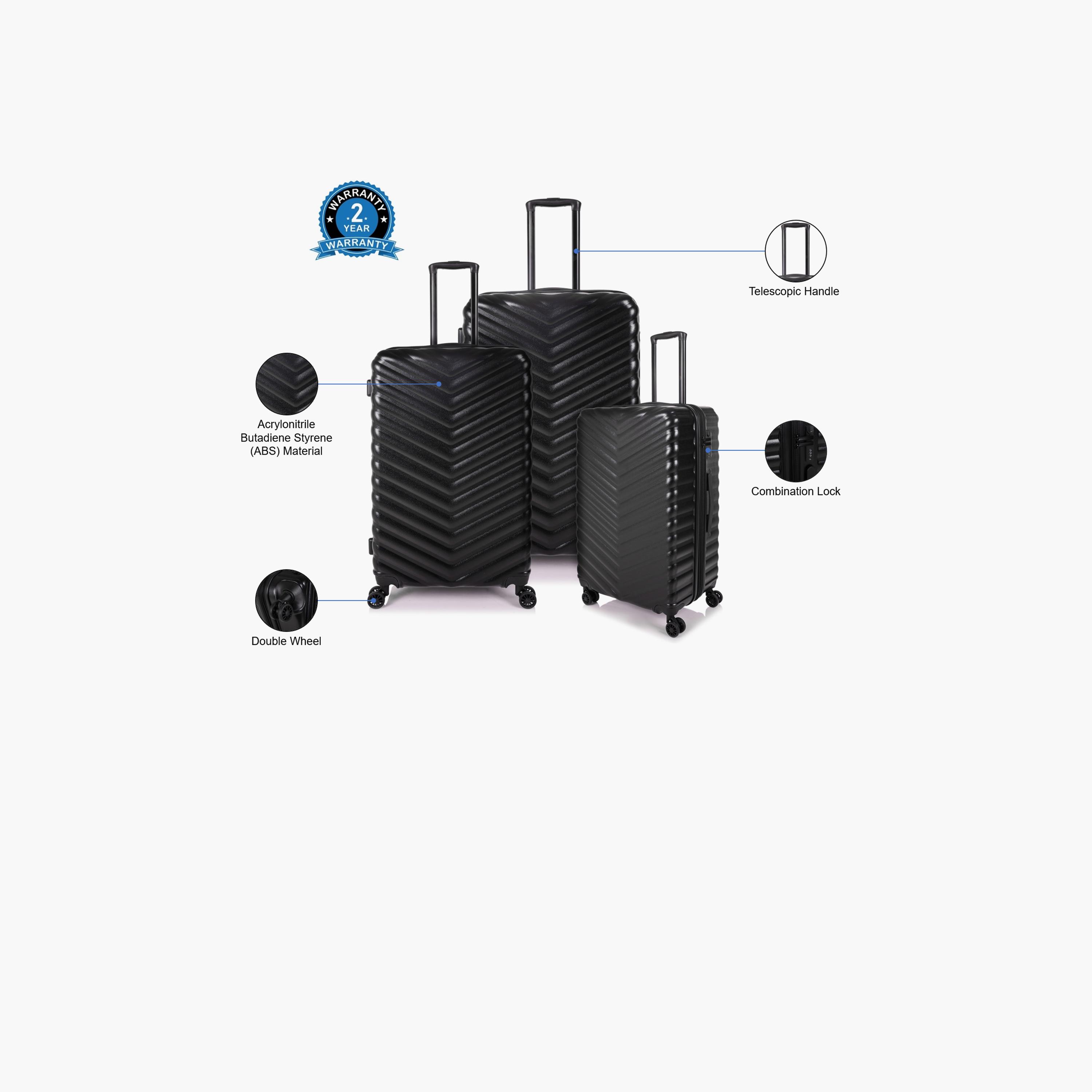 Track Set of 3 ABS Hardcase 4-Wheeler Spinner Trolley Bag with Combination Lock | 4013/3P-travel-luggagesandbags-luggage-image-2