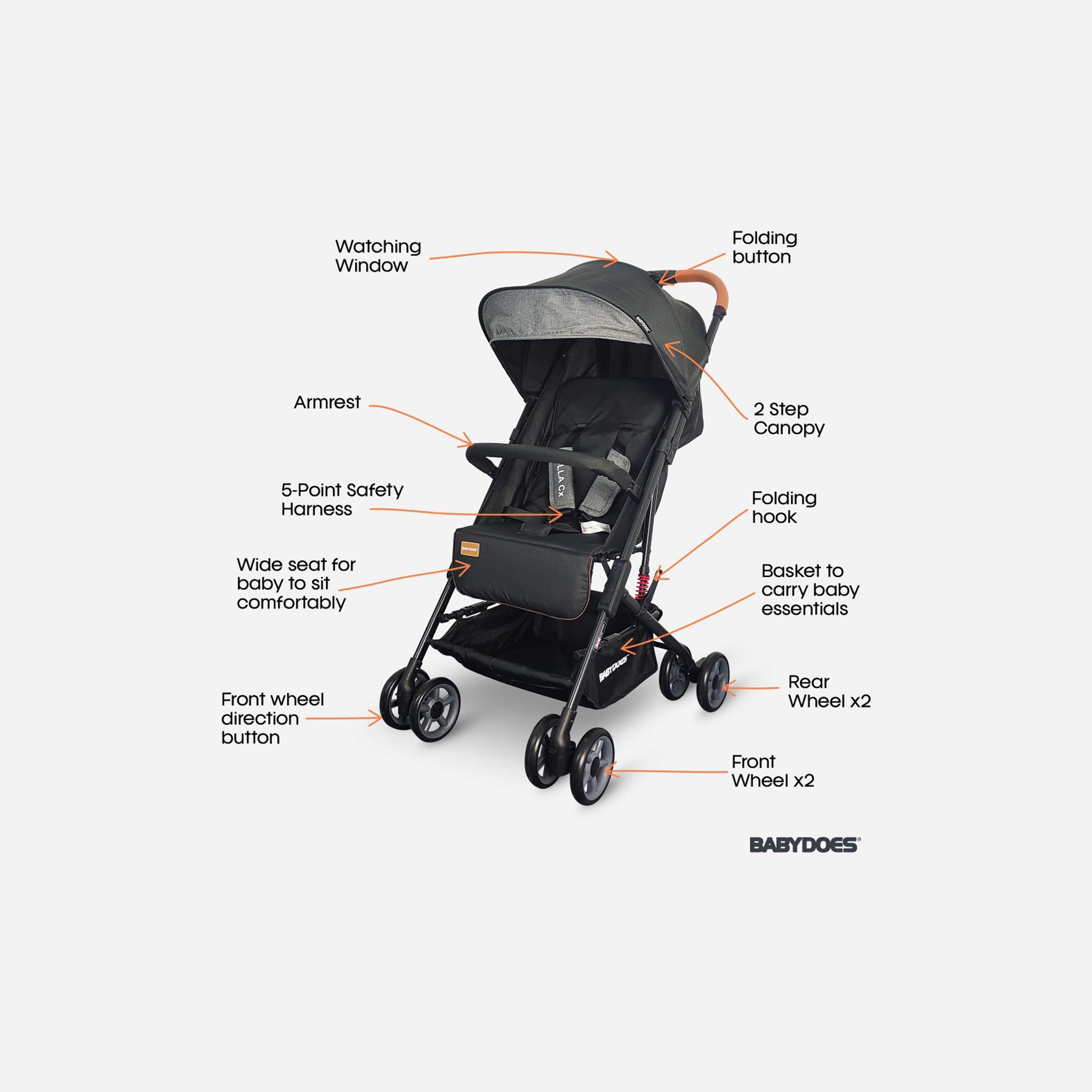 Babydoes OLLA CX One Hand Fold Stroller - 0-4 Years-baby-gear-strollersandprams-strollers-image-2