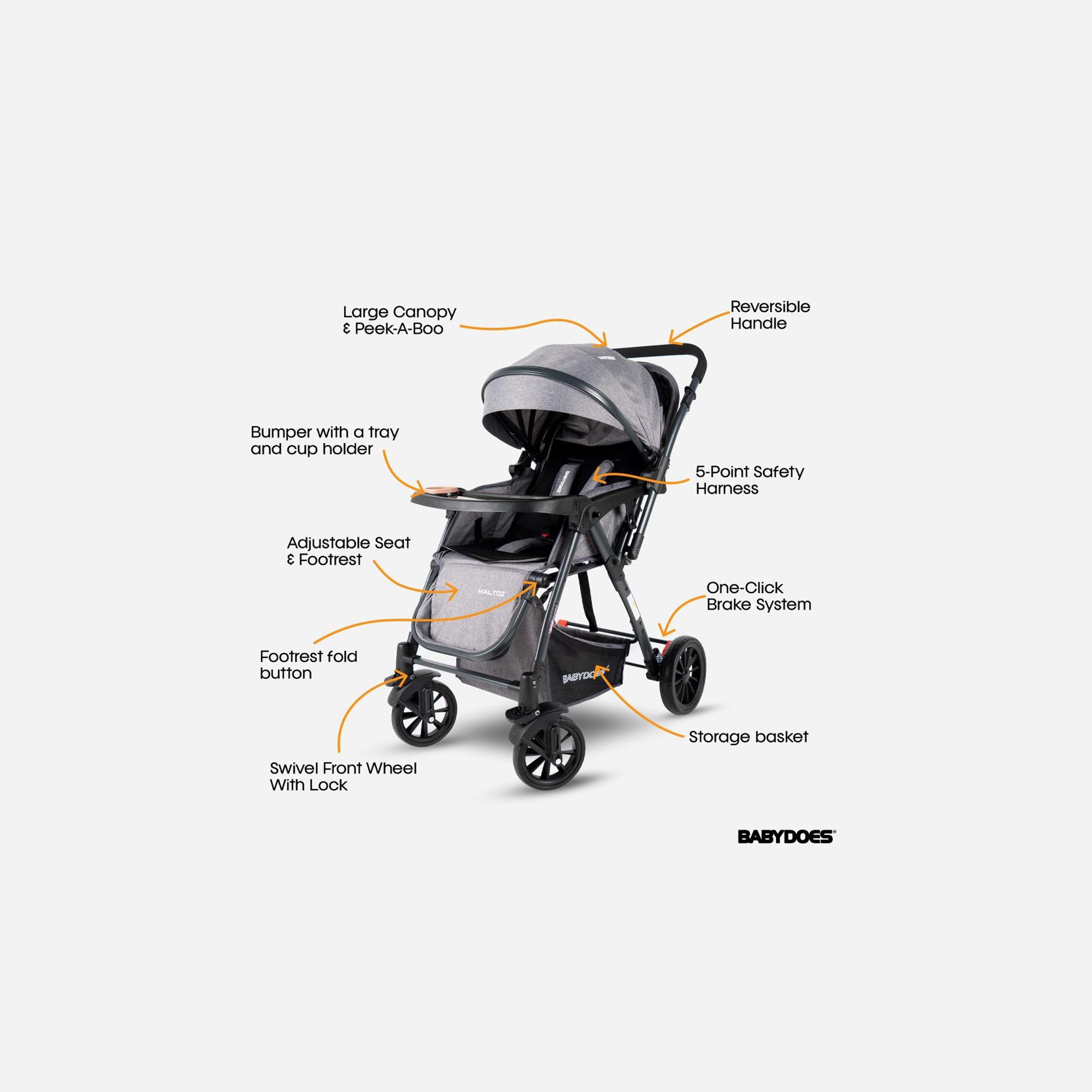 عربة أطفال مالتوز بمقبض قابل للعكس من بيبيدوز - من عمر 0 إلى 4 سنوات-baby-gear-strollersandprams-strollers-image-2