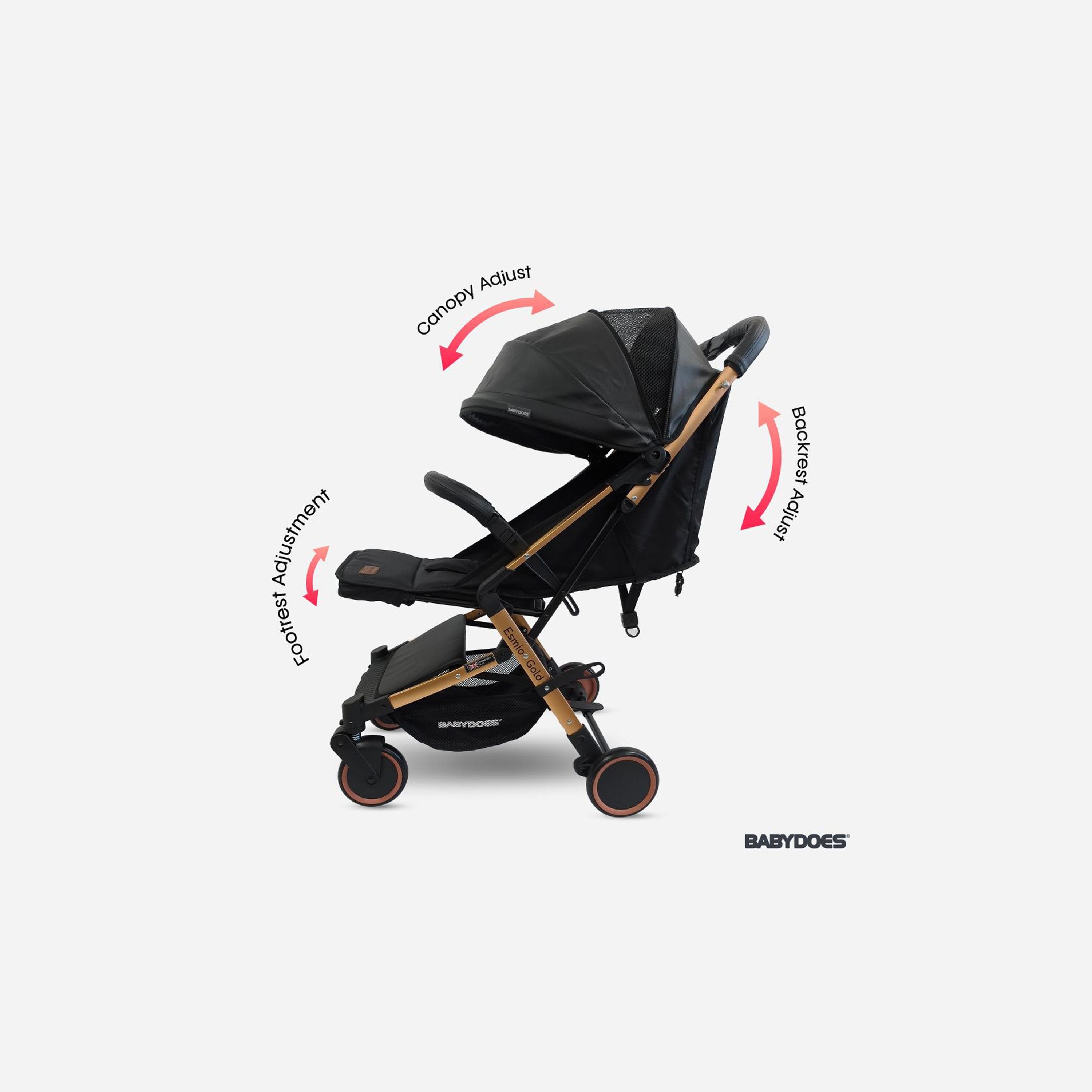 Babydoes ESMIO GOLD Travel Lite Shock Proof Stroller with Golden Frame - 0-4 Years-baby-gear-strollersandprams-strollers-image-4