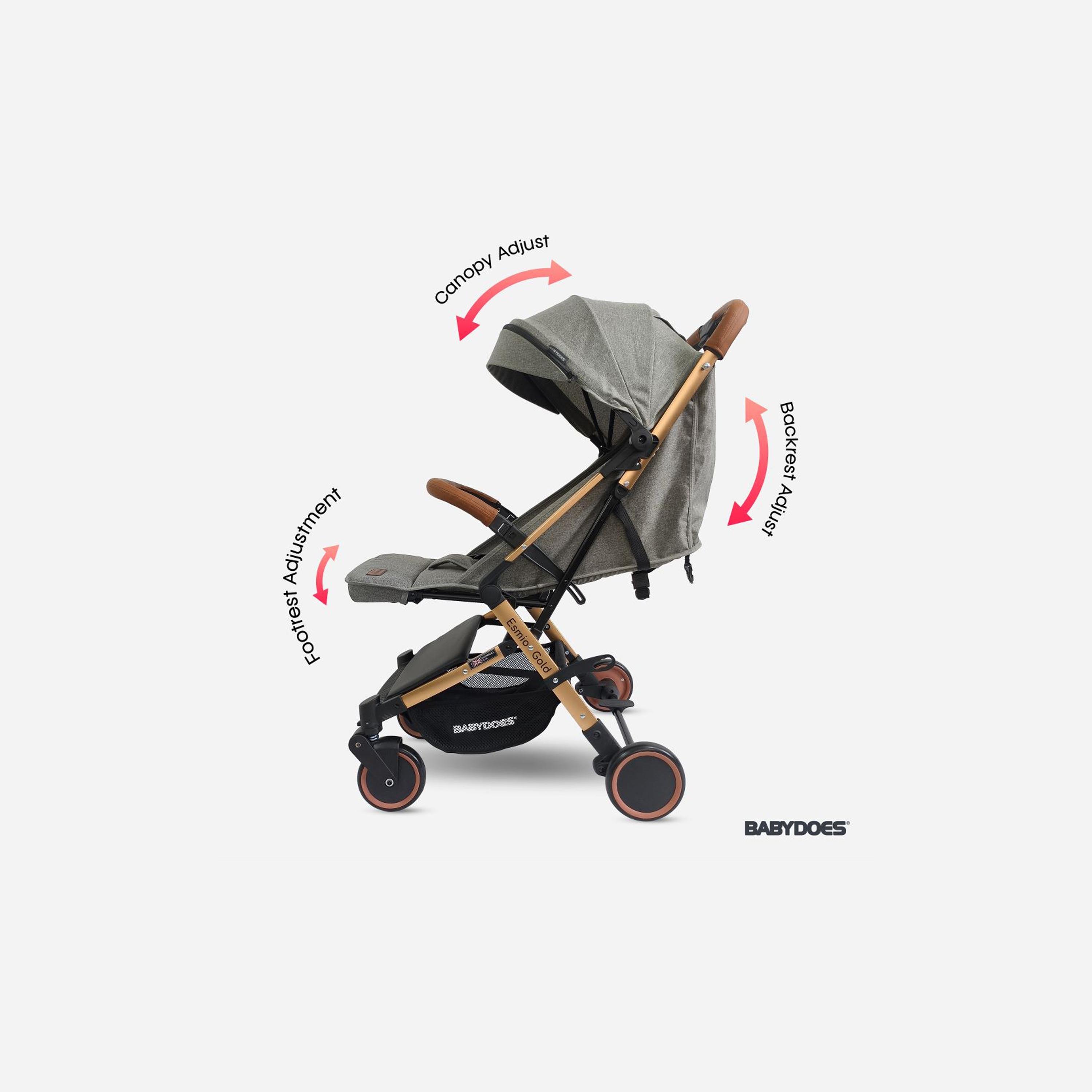 Babydoes ESMIO GOLD Travel Lite Shock Proof Stroller with Golden Frame - 0-4 Years-baby-gear-strollersandprams-strollers-image-4