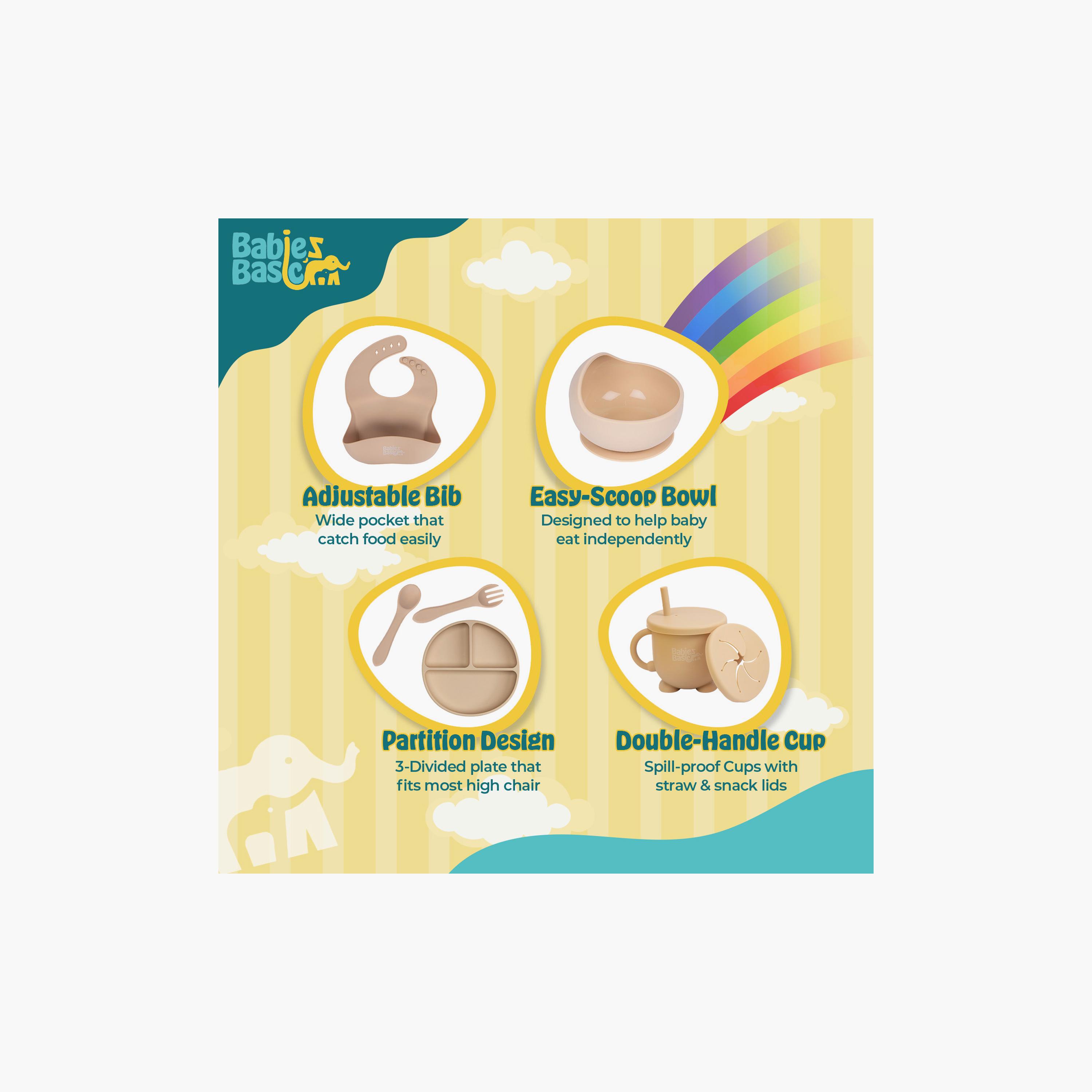 مجموعة التغذية الأساسية المصنوعة من السيليكون 6 قطع من بيبيز بيزك-baby-feeding-mealtimeessentials-image-4