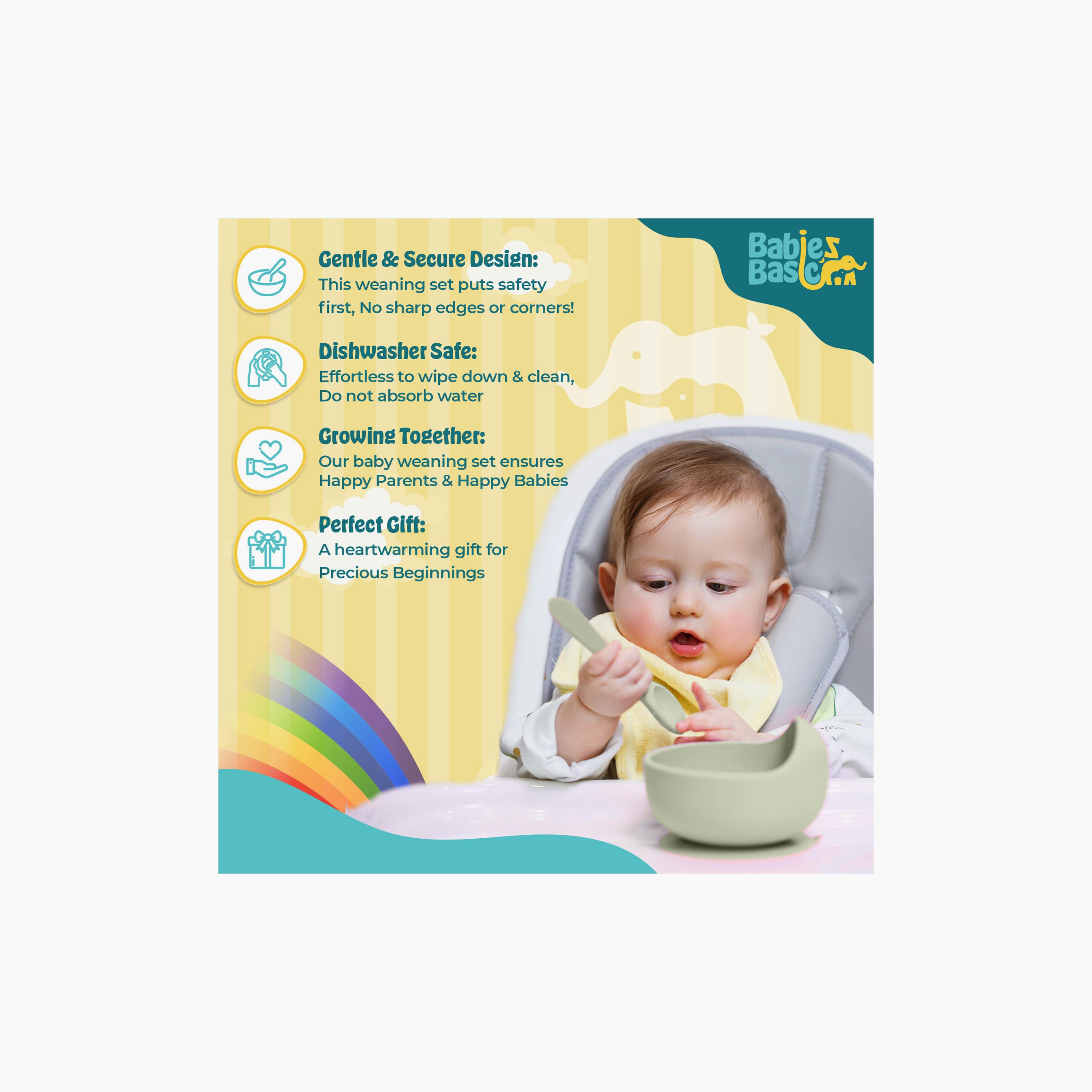 مجموعة التغذية الأساسية المصنوعة من السيليكون 6 قطع من بيبيز بيزك-baby-feeding-mealtimeessentials-image-4