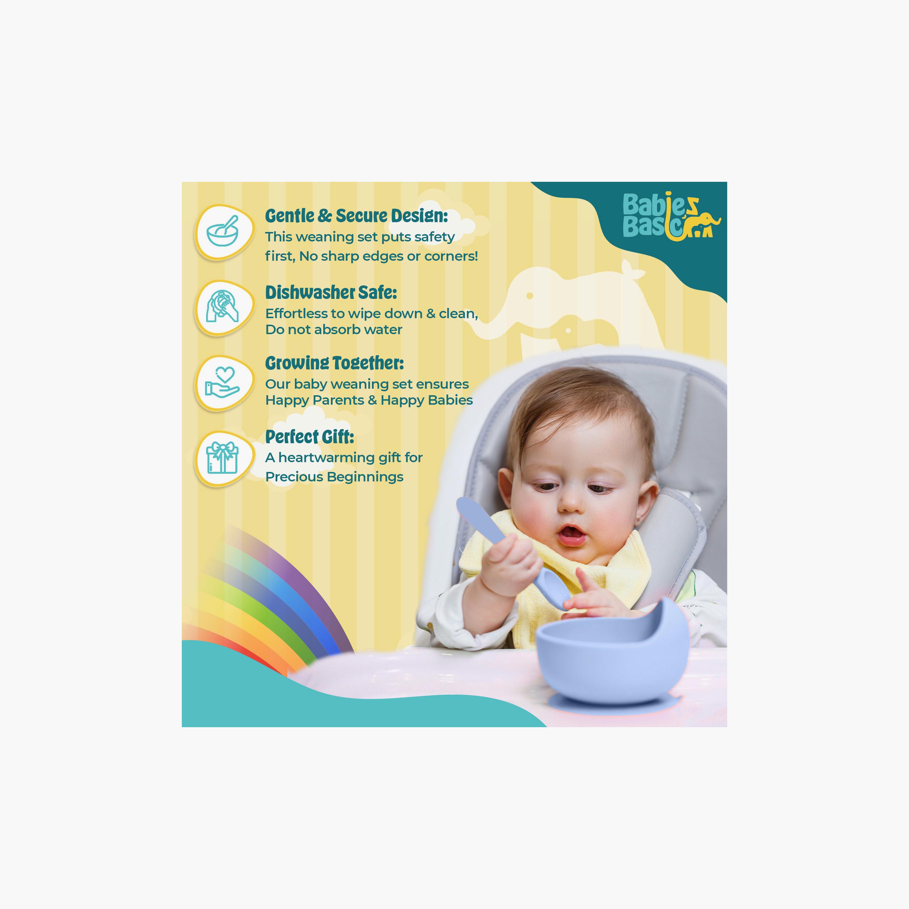 مجموعة التغذية الأساسية المصنوعة من السيليكون 6 قطع من بيبيز بيزك-baby-feeding-mealtimeessentials-image-5