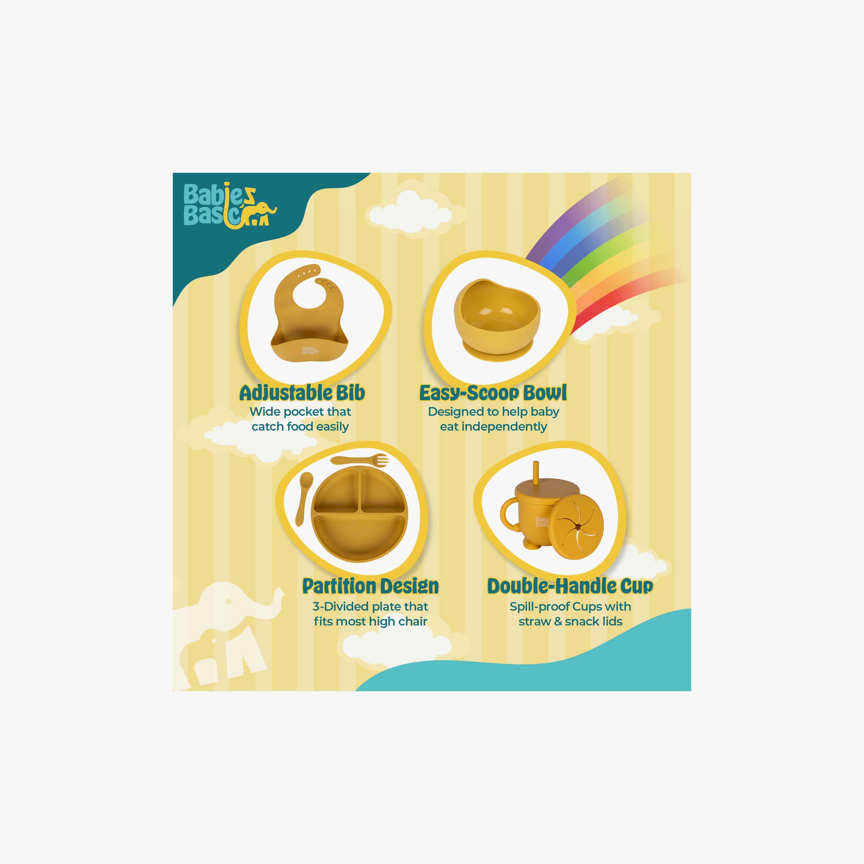 مجموعة التغذية الأساسية المصنوعة من السيليكون 6 قطع من بيبيز بيزك-baby-feeding-mealtimeessentials-image-4