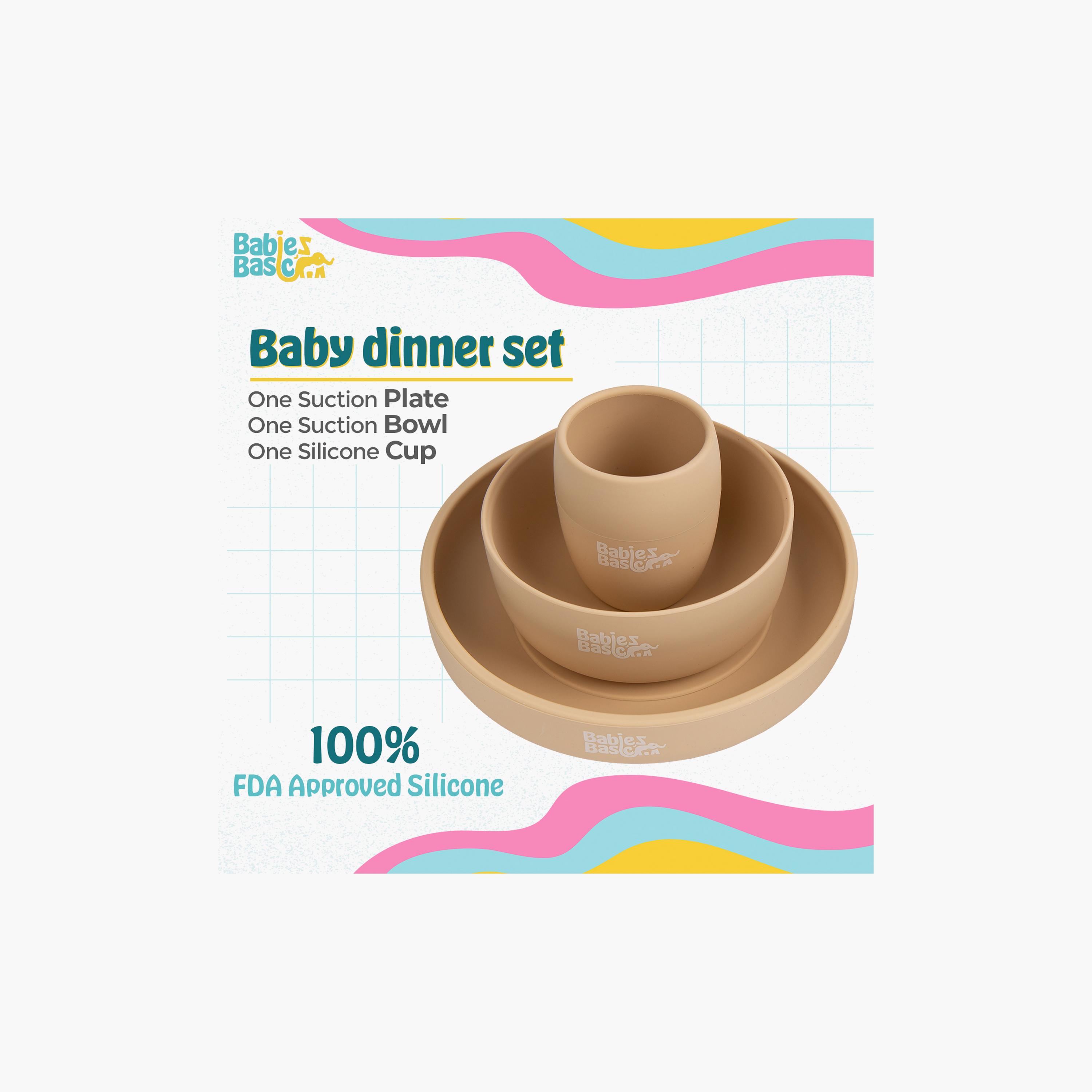 مجموعة أدوات مائدة من السيليكون خالية من مادة BPA مكونة من 5 قطع مع حقيبة من بيبيز بيزيك-baby-feeding-mealtimeessentials-image-2