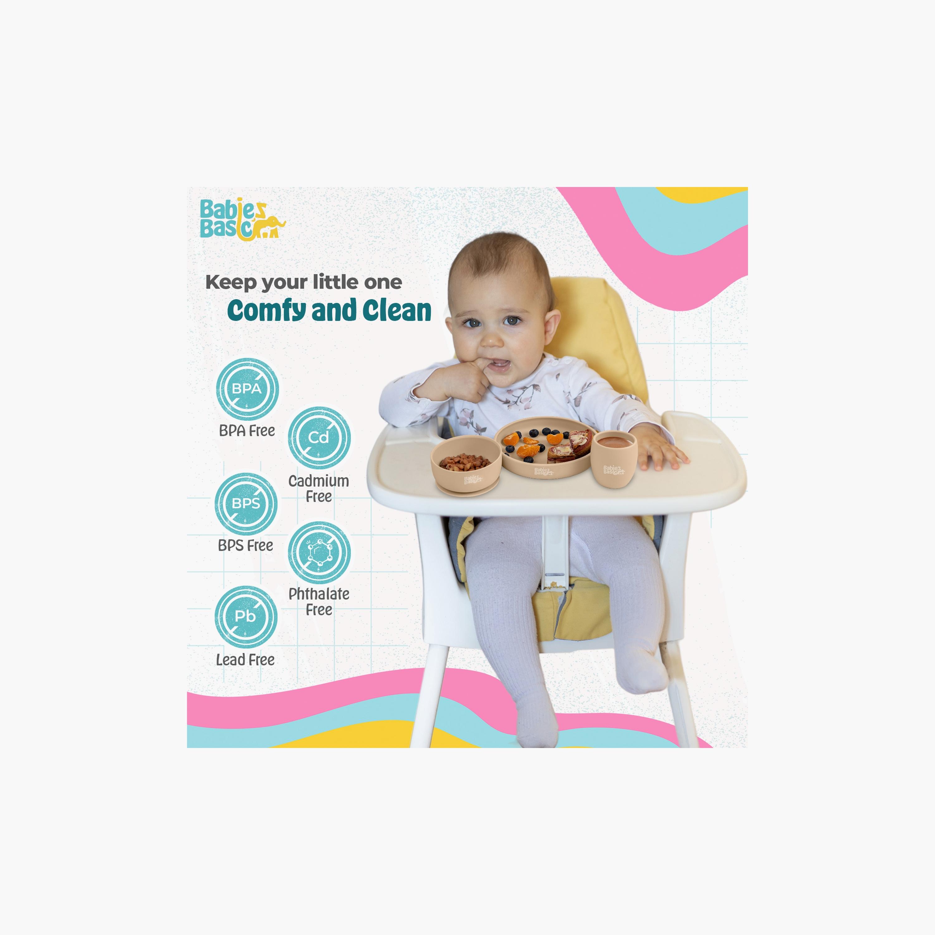 مجموعة أدوات مائدة من السيليكون خالية من مادة BPA مكونة من 5 قطع مع حقيبة من بيبيز بيزيك-baby-feeding-mealtimeessentials-image-4