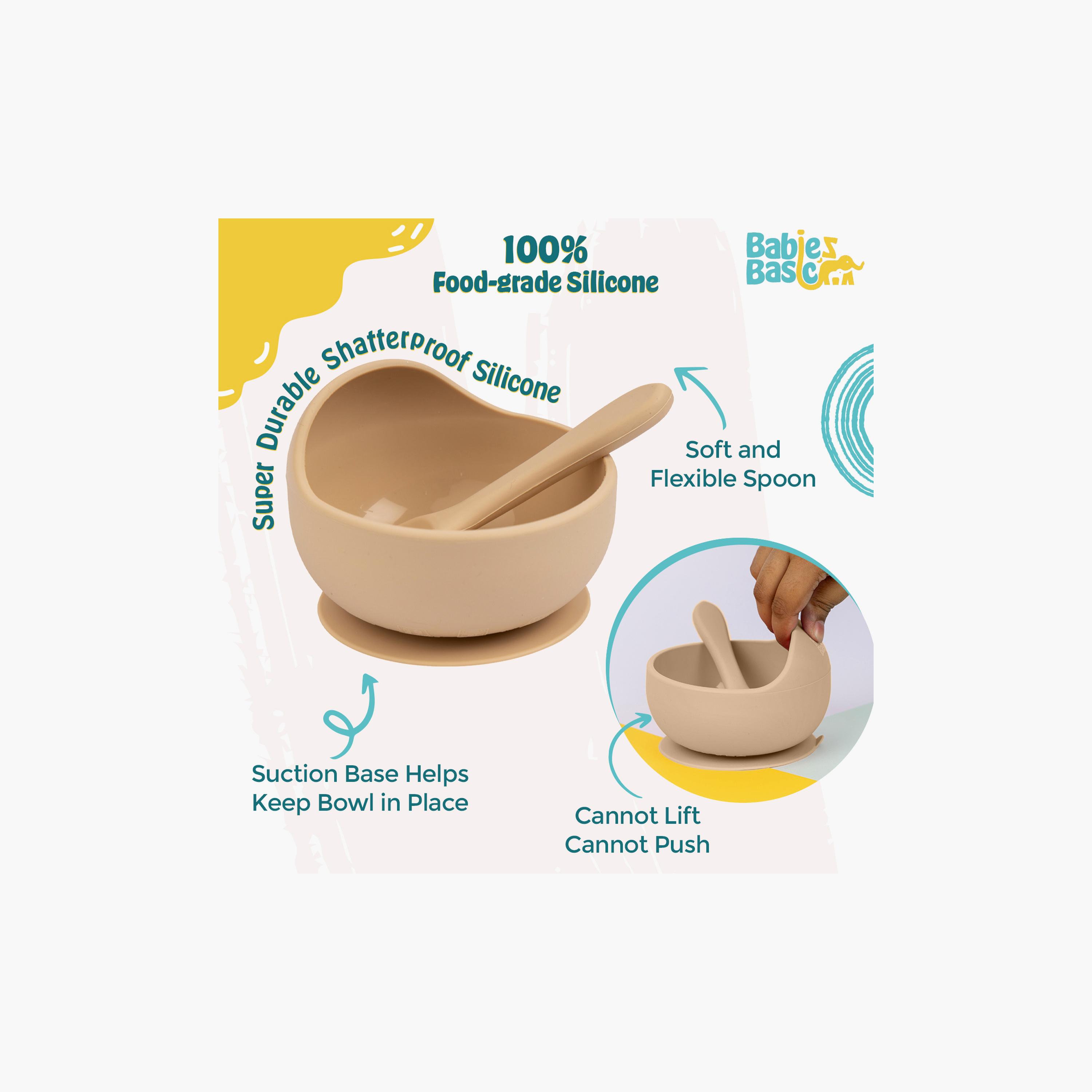 Babies Basic 2-Piece Silicone Suction Bowl & Spoon Feeding Set-baby-feeding-mealtimeessentials-image-2