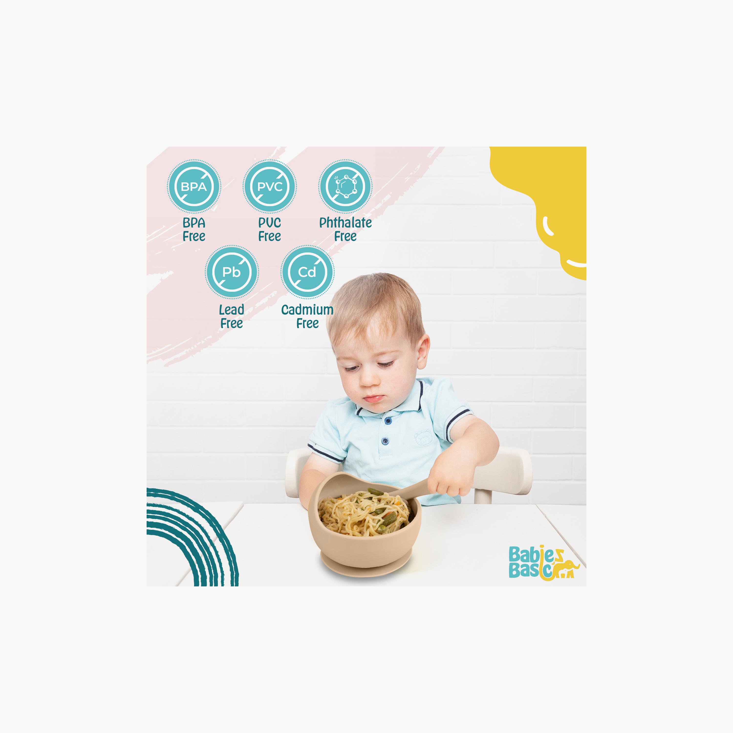 Babies Basic 2-Piece Silicone Suction Bowl & Spoon Feeding Set-baby-feeding-mealtimeessentials-image-3