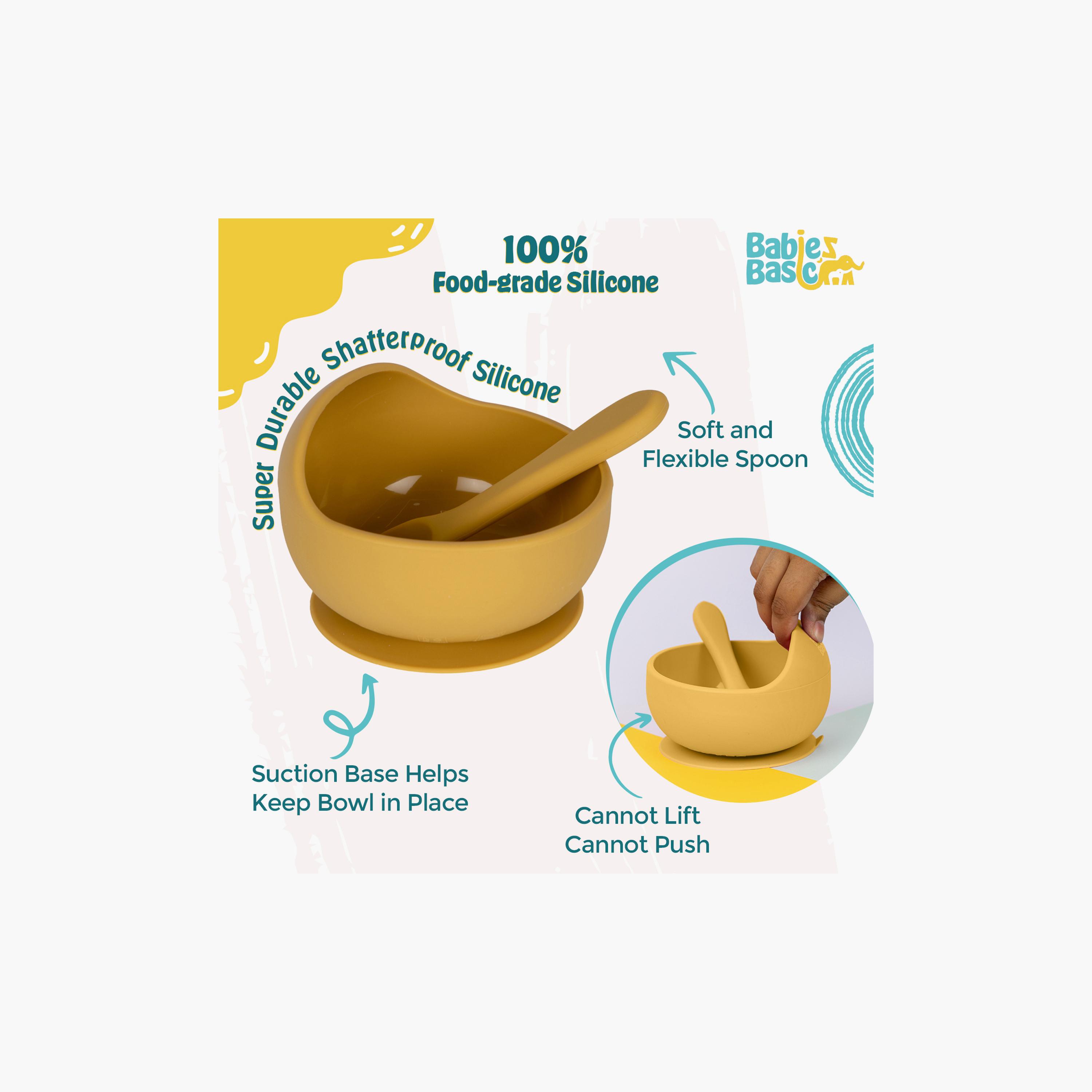 Babies Basic 2-Piece Silicone Suction Bowl & Spoon Feeding Set-baby-feeding-mealtimeessentials-image-2