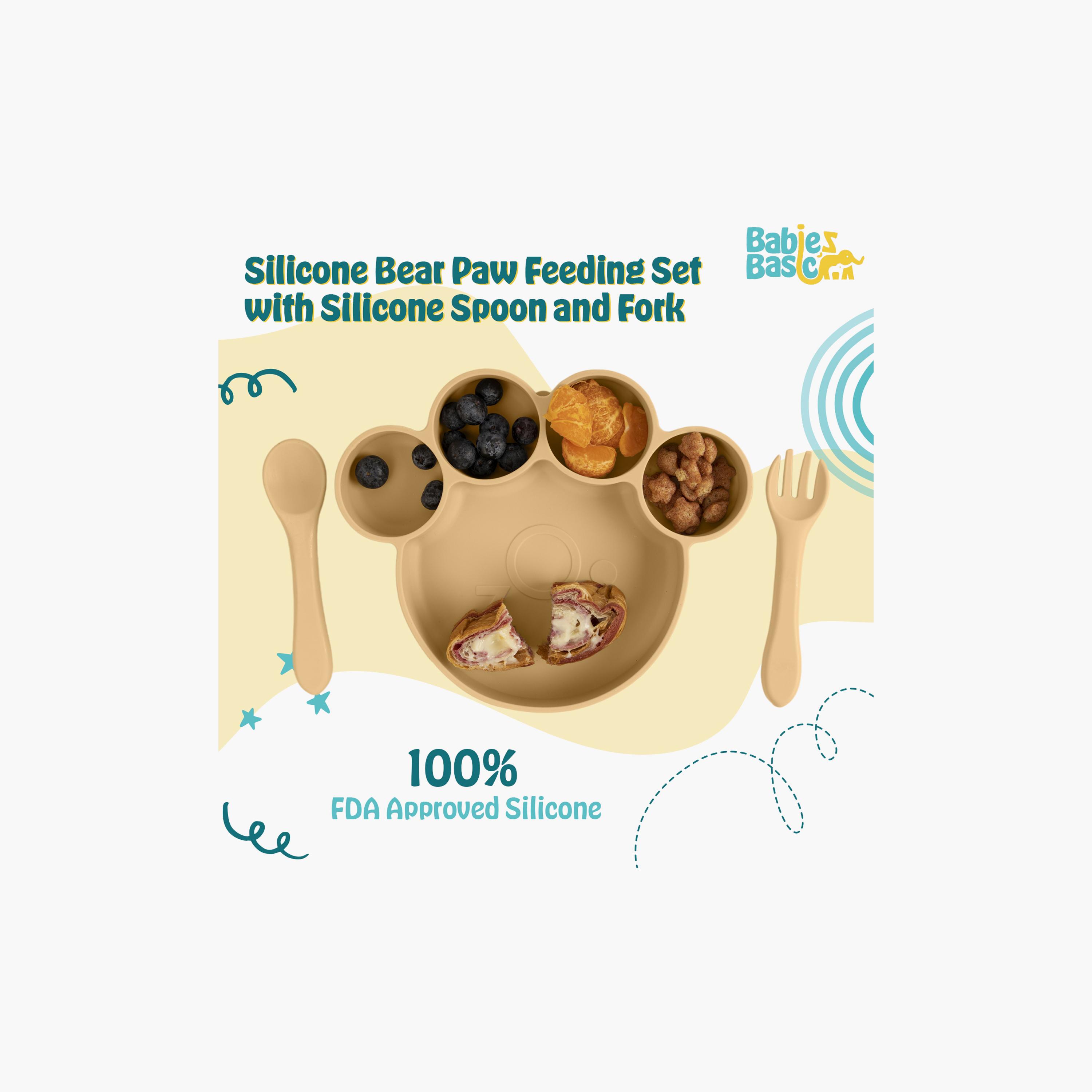 Babies Basic 3-Piece BPA Free Silicone Feeding Set - Paw-baby-feeding-mealtimeessentials-image-2