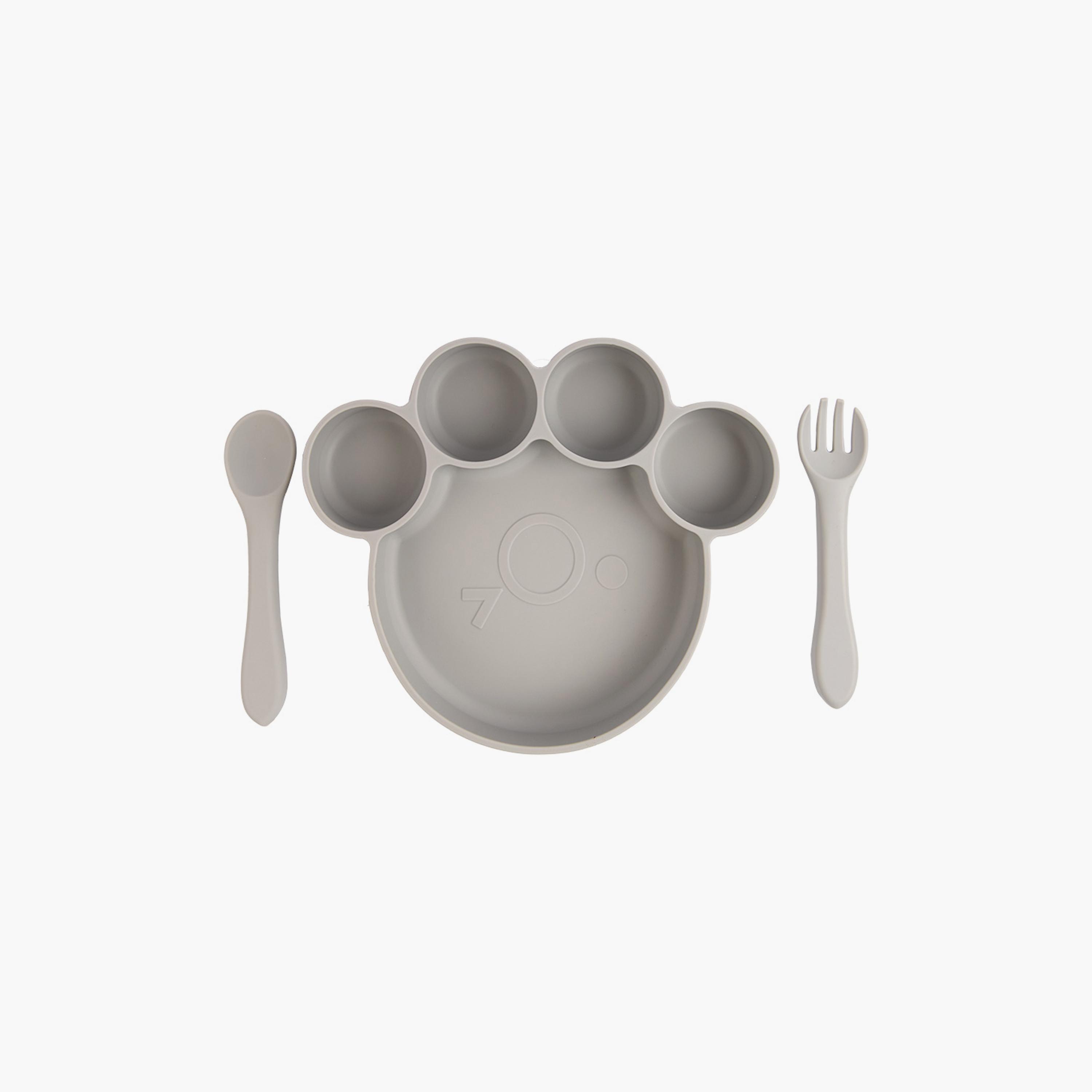 Babies Basic 3-Piece BPA Free Silicone Feeding Set - Paw-baby-feeding-mealtimeessentials-image-1