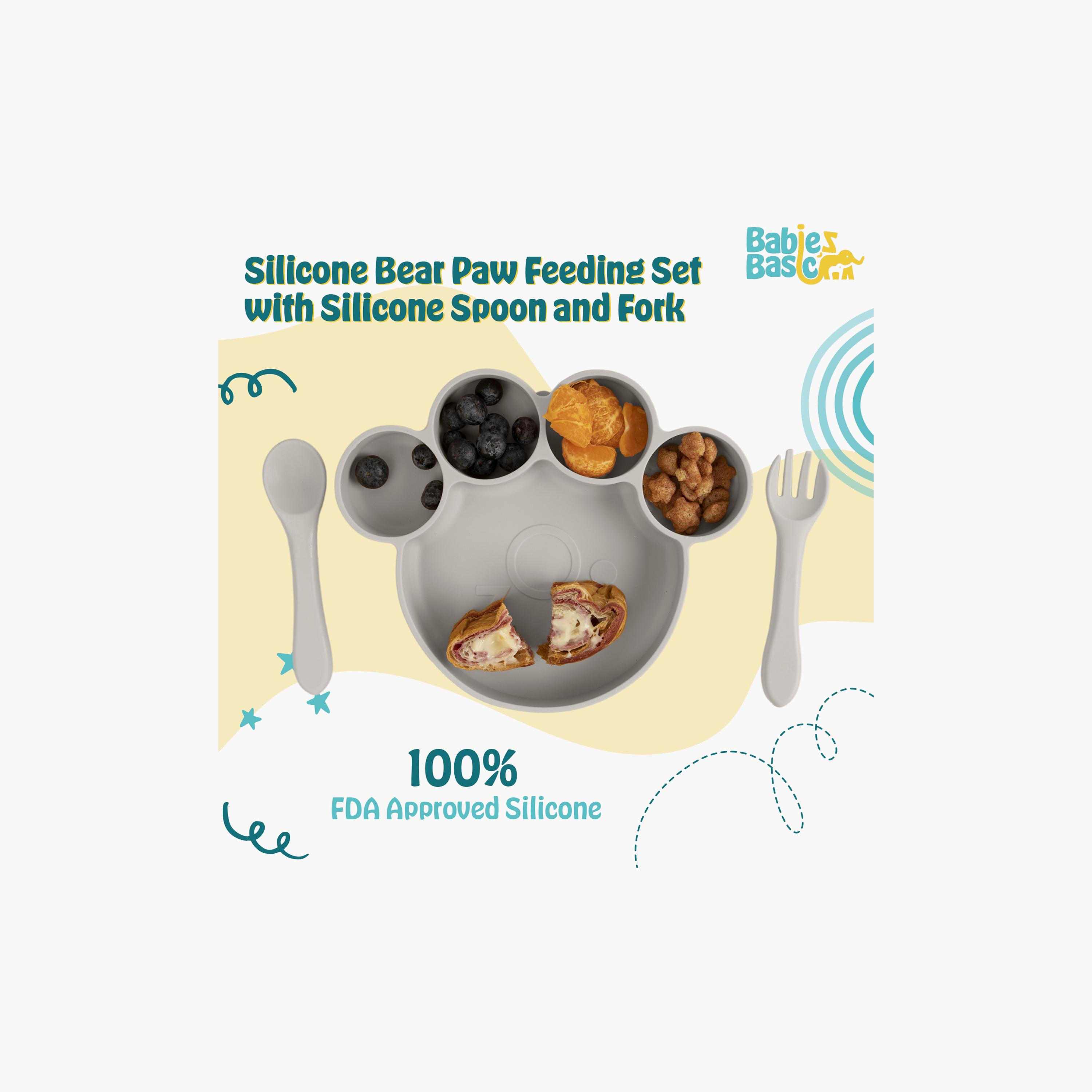 Babies Basic 3-Piece BPA Free Silicone Feeding Set - Paw-baby-feeding-mealtimeessentials-image-2