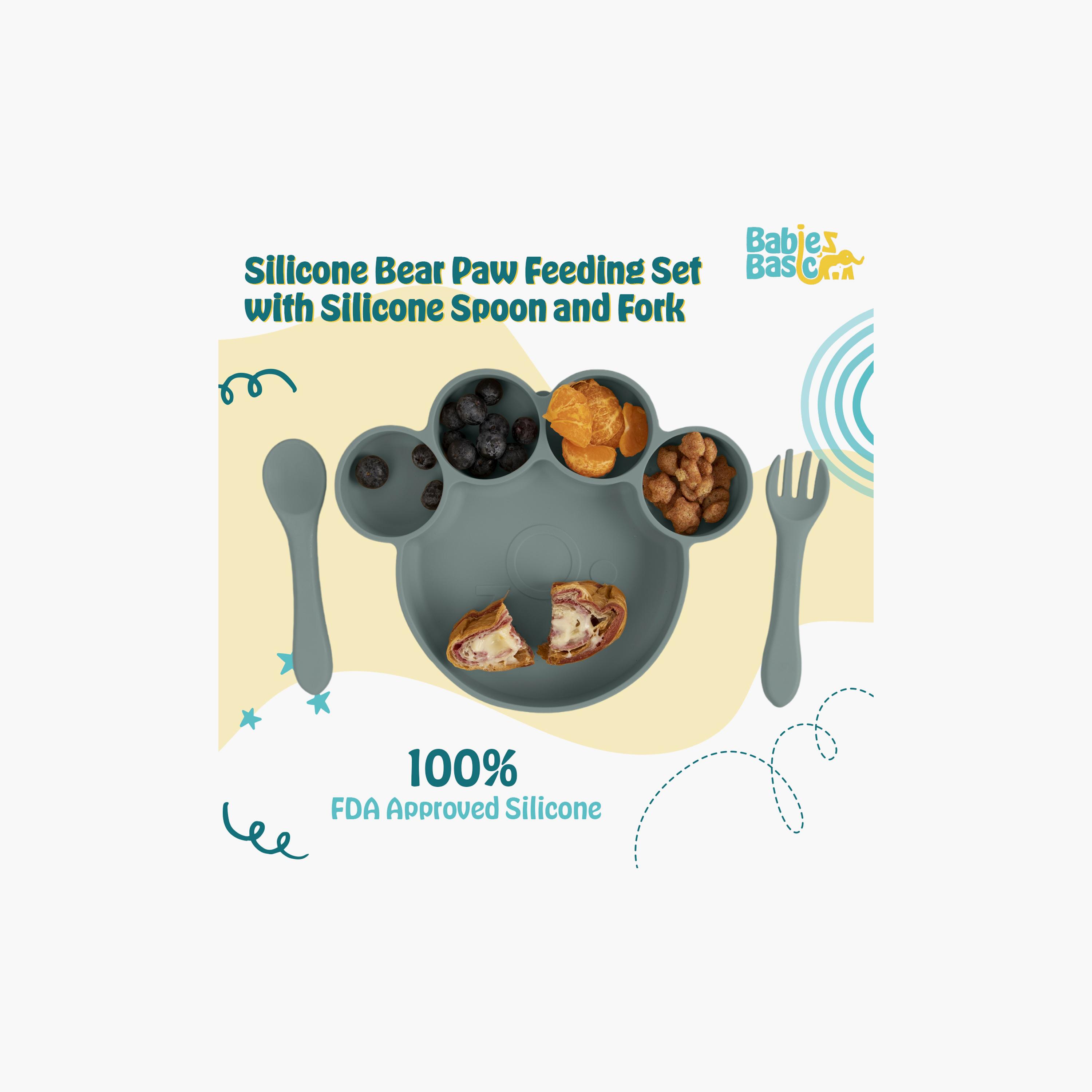 Babies Basic 3-Piece BPA Free Silicone Feeding Set - Paw-baby-feeding-mealtimeessentials-image-2