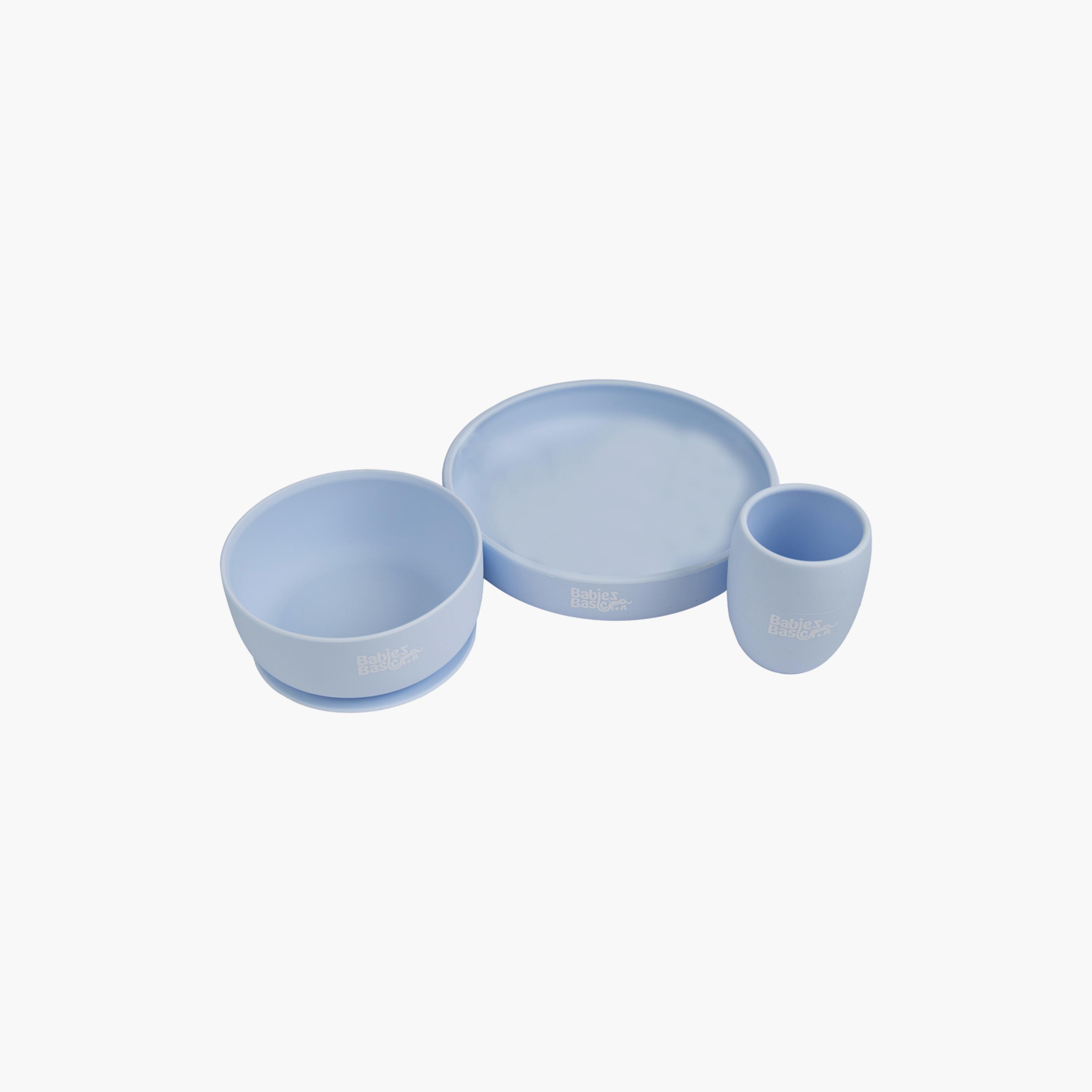 Babies Basic 3-Piece BPA Free Silicone Plate, Bowl with Cup Feeding Set-baby-feeding-mealtimeessentials-image-1