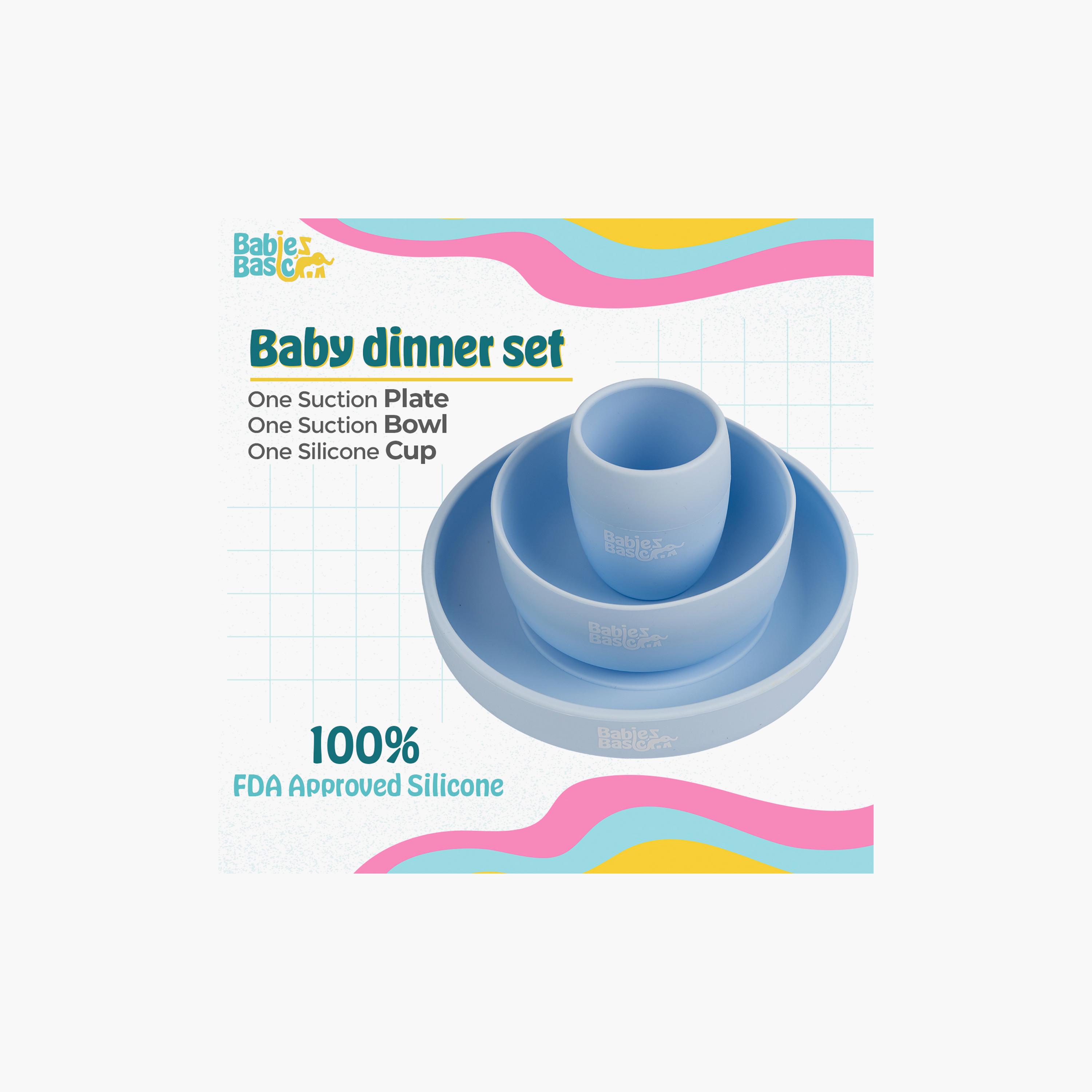 Babies Basic 3-Piece BPA Free Silicone Plate, Bowl with Cup Feeding Set-baby-feeding-mealtimeessentials-image-2