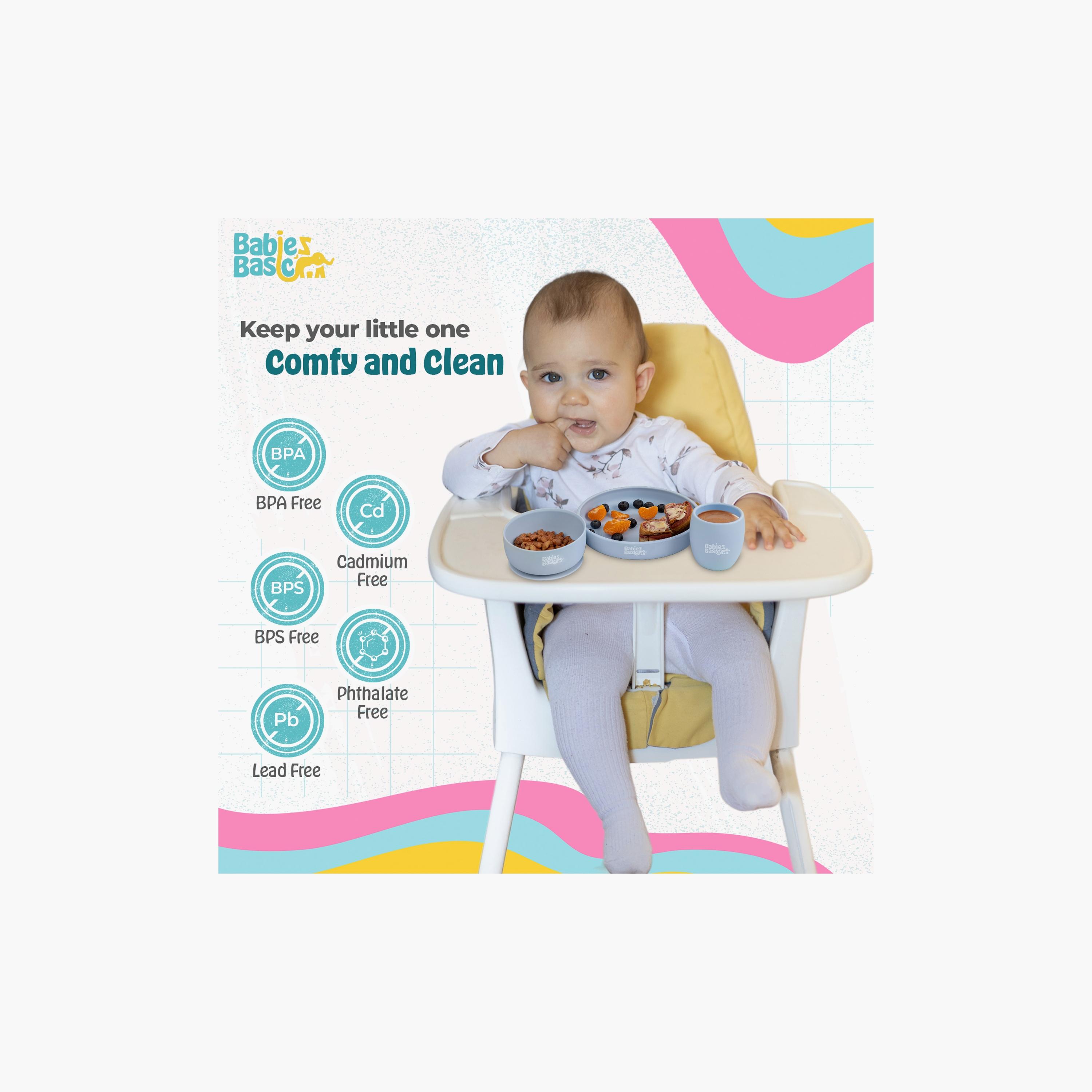 Babies Basic 3-Piece BPA Free Silicone Plate, Bowl with Cup Feeding Set-baby-feeding-mealtimeessentials-image-3