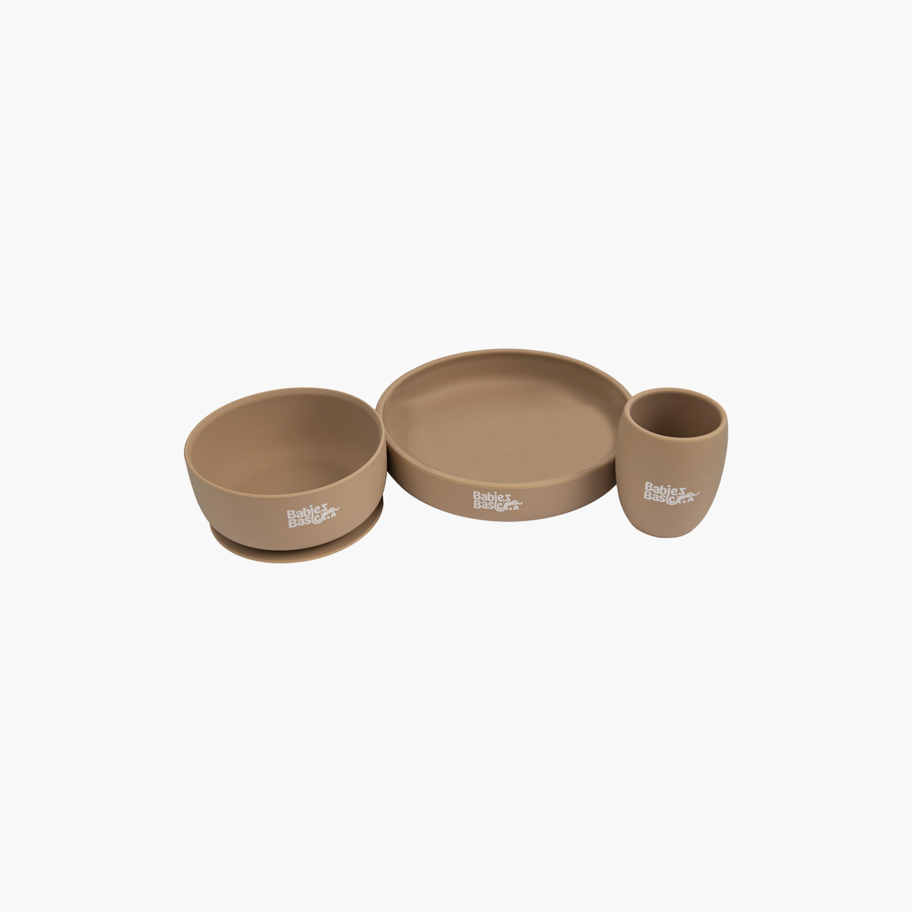 Babies Basic 3-Piece BPA Free Silicone Plate, Bowl with Cup Feeding Set-baby-feeding-mealtimeessentials-image-1