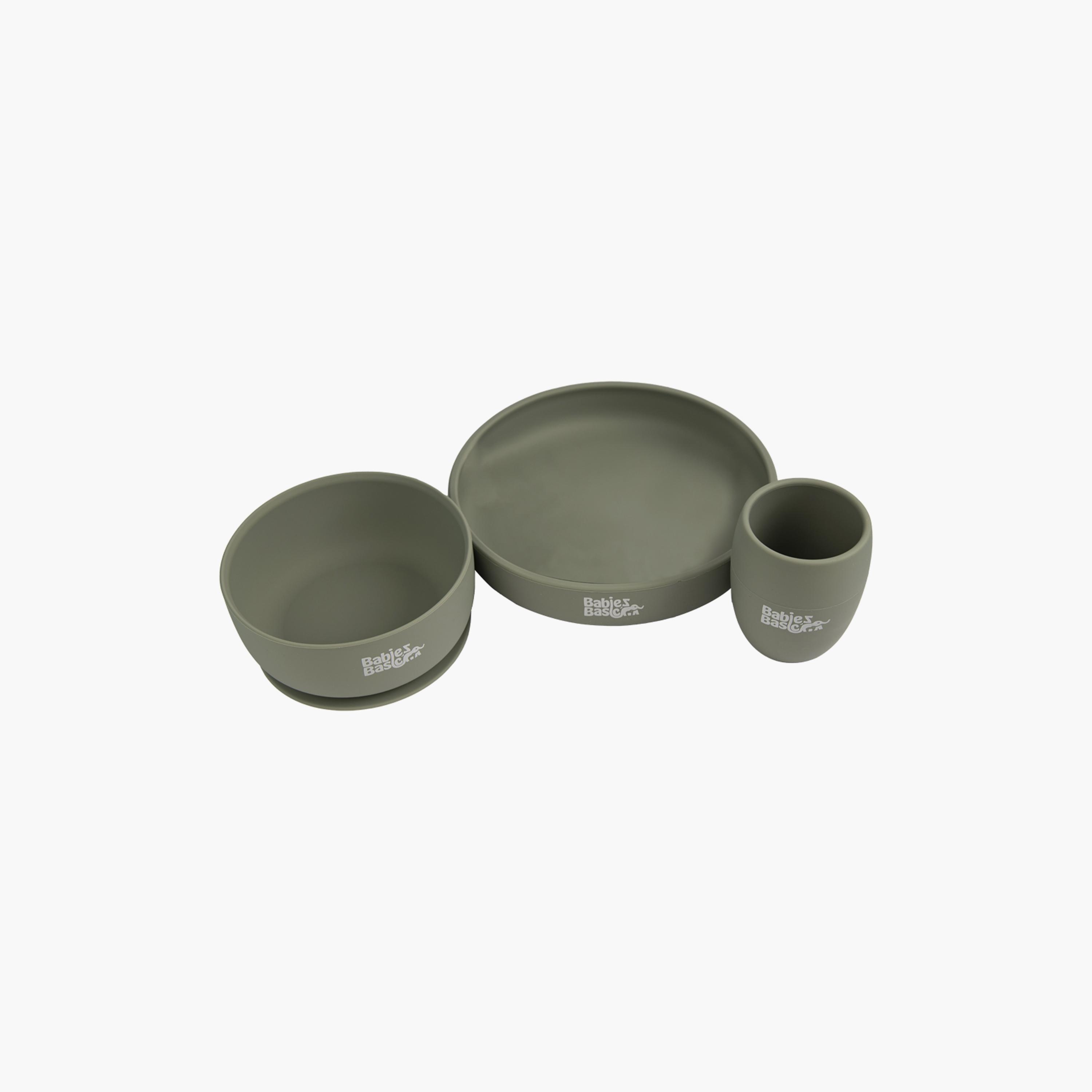 Babies Basic 3-Piece BPA Free Silicone Plate, Bowl with Cup Feeding Set-baby-feeding-mealtimeessentials-image-1