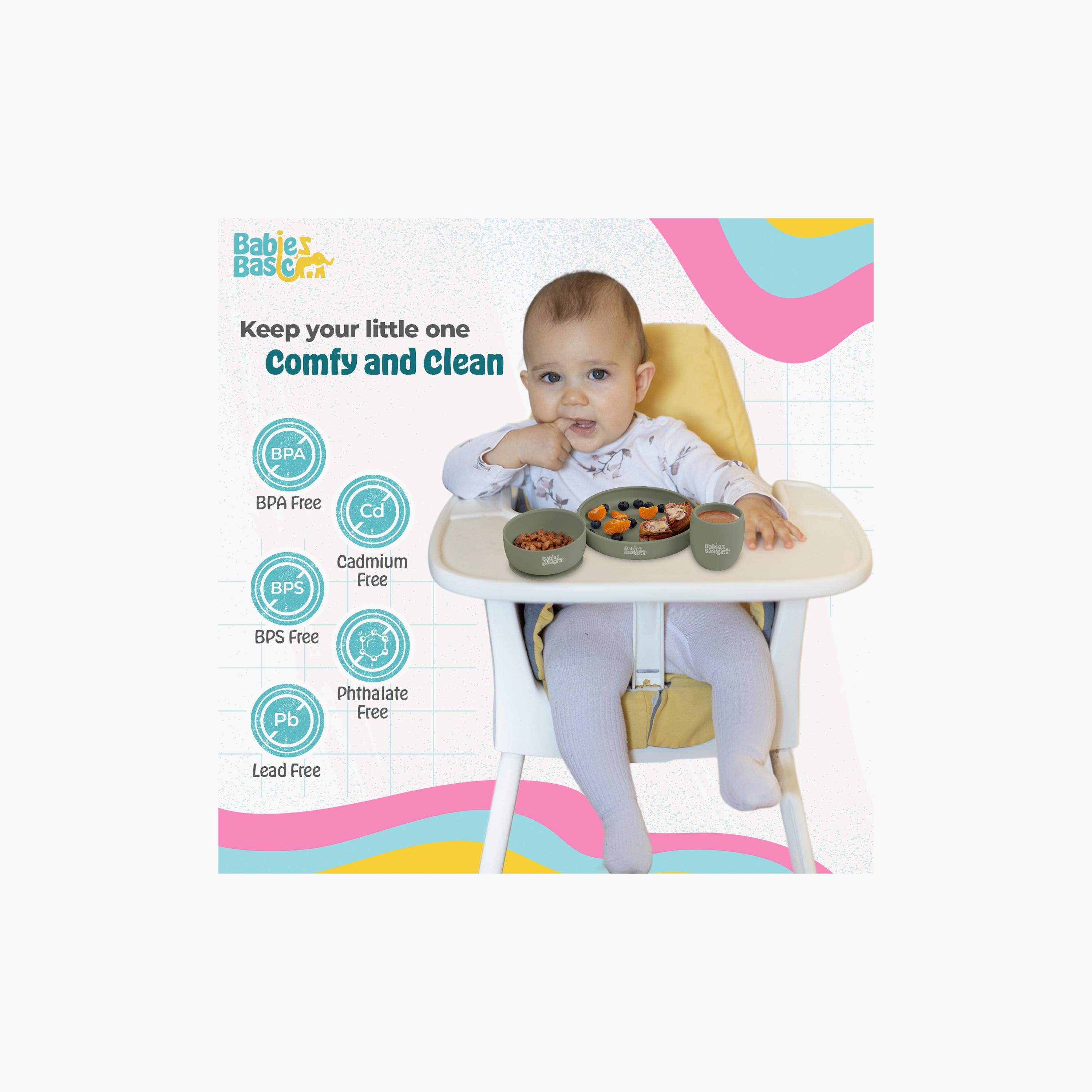 Babies Basic 3-Piece BPA Free Silicone Plate, Bowl with Cup Feeding Set-baby-feeding-mealtimeessentials-image-3
