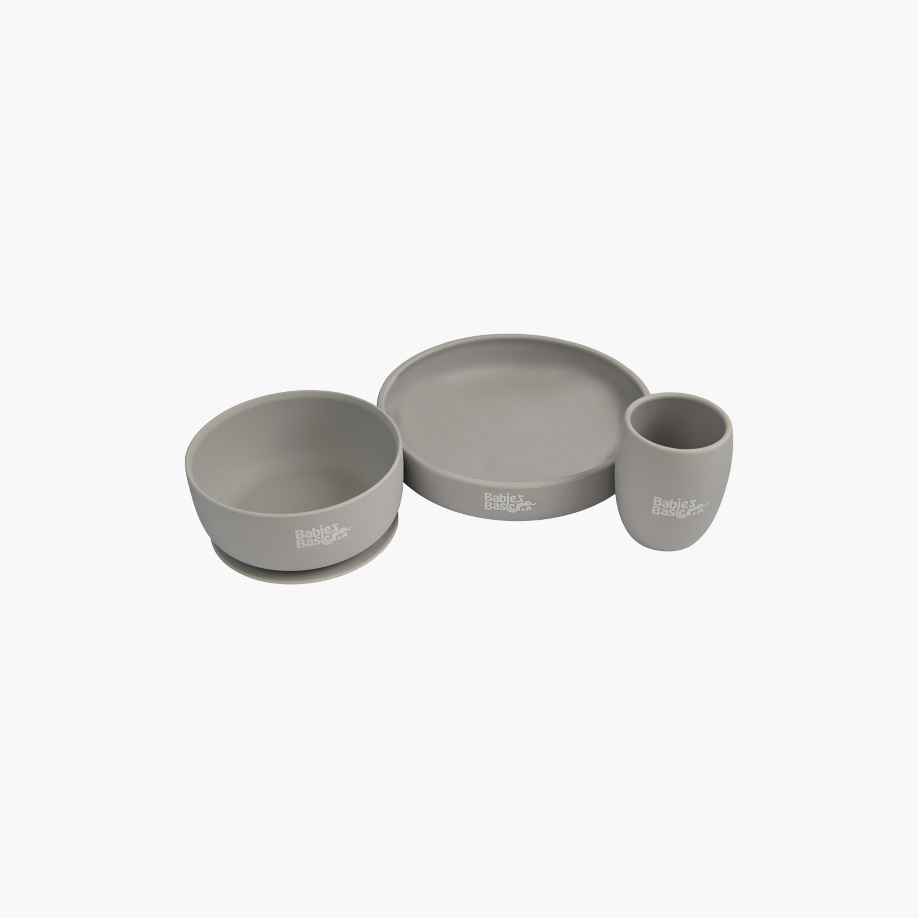 Babies Basic 3-Piece BPA Free Silicone Plate, Bowl with Cup Feeding Set-baby-feeding-mealtimeessentials-image-1