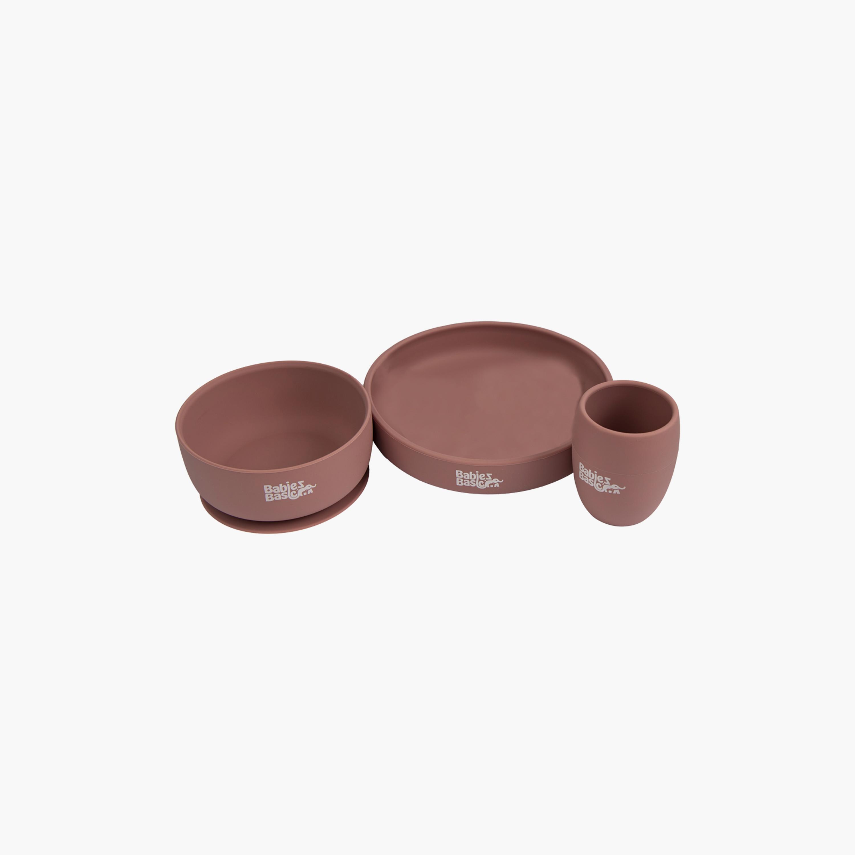 Babies Basic 3-Piece BPA Free Silicone Plate, Bowl with Cup Feeding Set-baby-feeding-mealtimeessentials-image-1