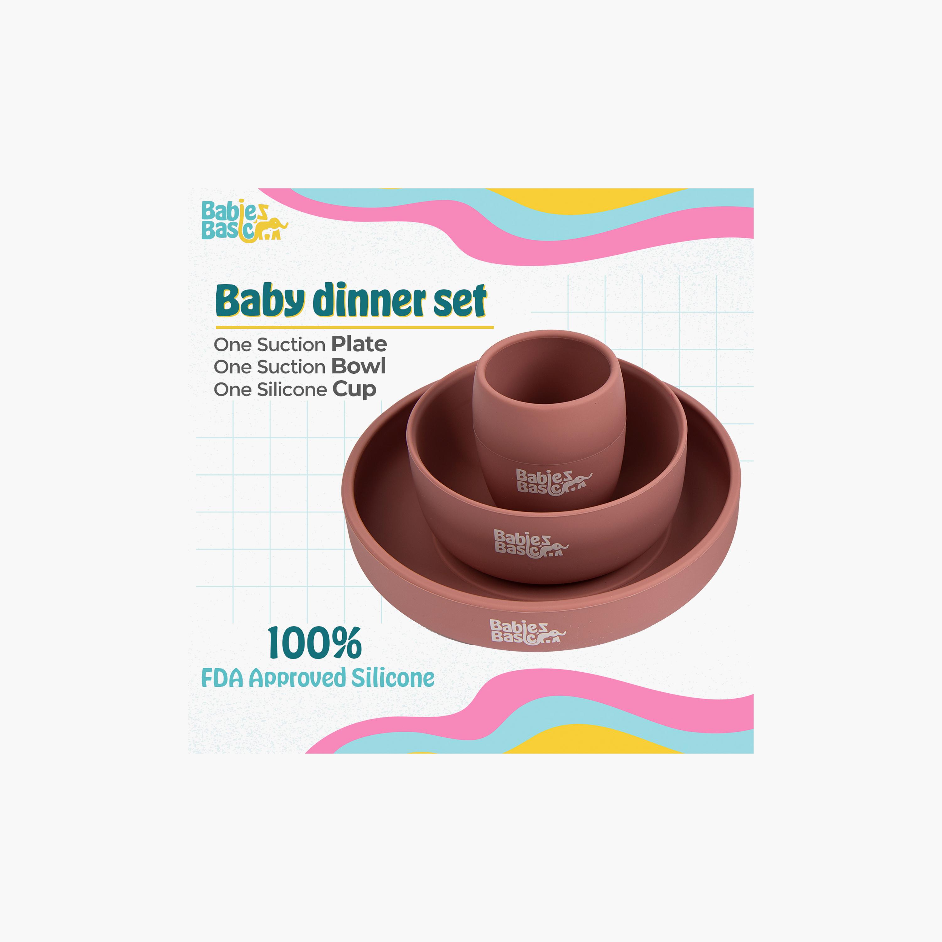 Babies Basic 3-Piece BPA Free Silicone Plate, Bowl with Cup Feeding Set-baby-feeding-mealtimeessentials-image-2