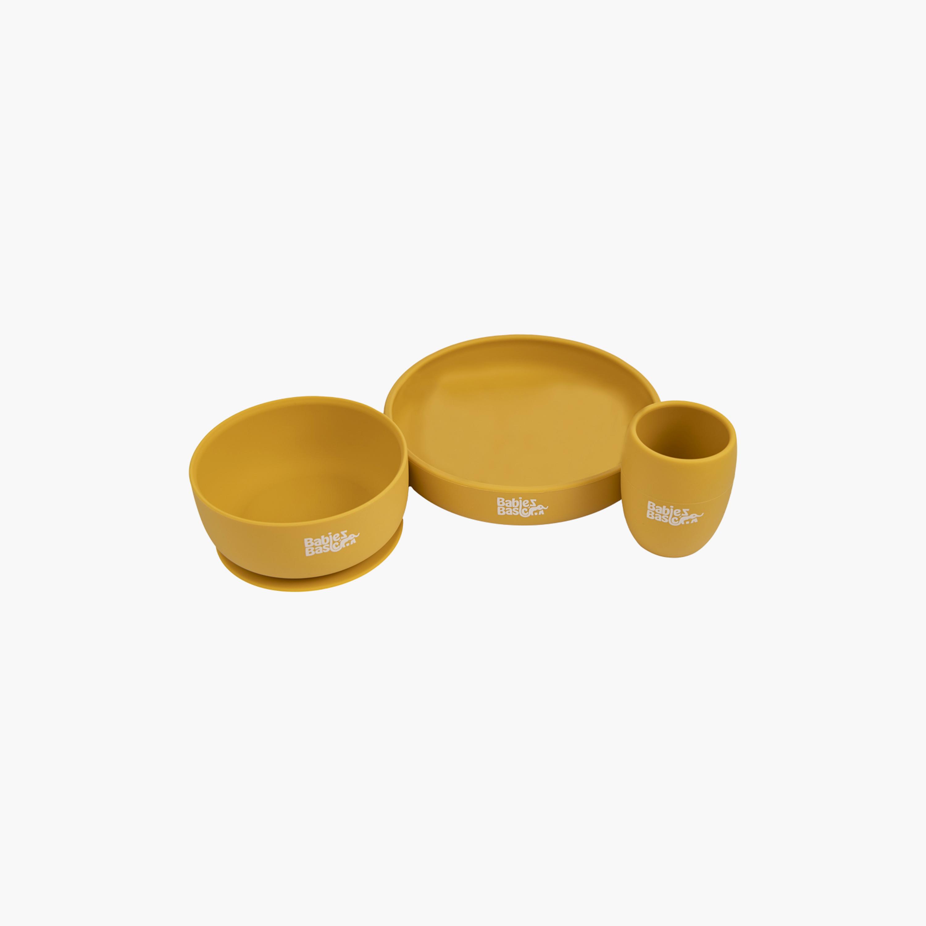 Babies Basic 3-Piece BPA Free Silicone Plate, Bowl with Cup Feeding Set-baby-feeding-mealtimeessentials-image-1