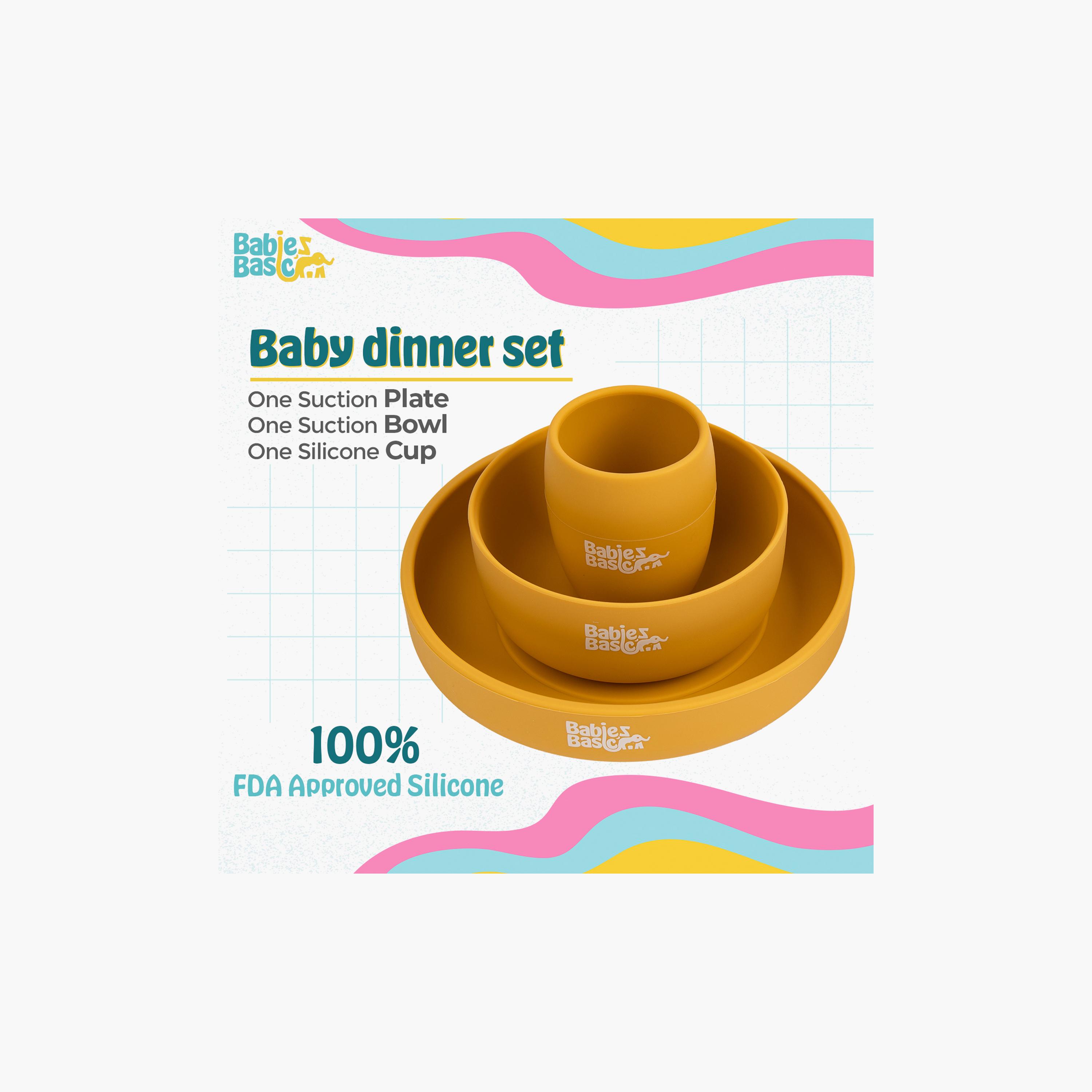 Babies Basic 3-Piece BPA Free Silicone Plate, Bowl with Cup Feeding Set-baby-feeding-mealtimeessentials-image-2