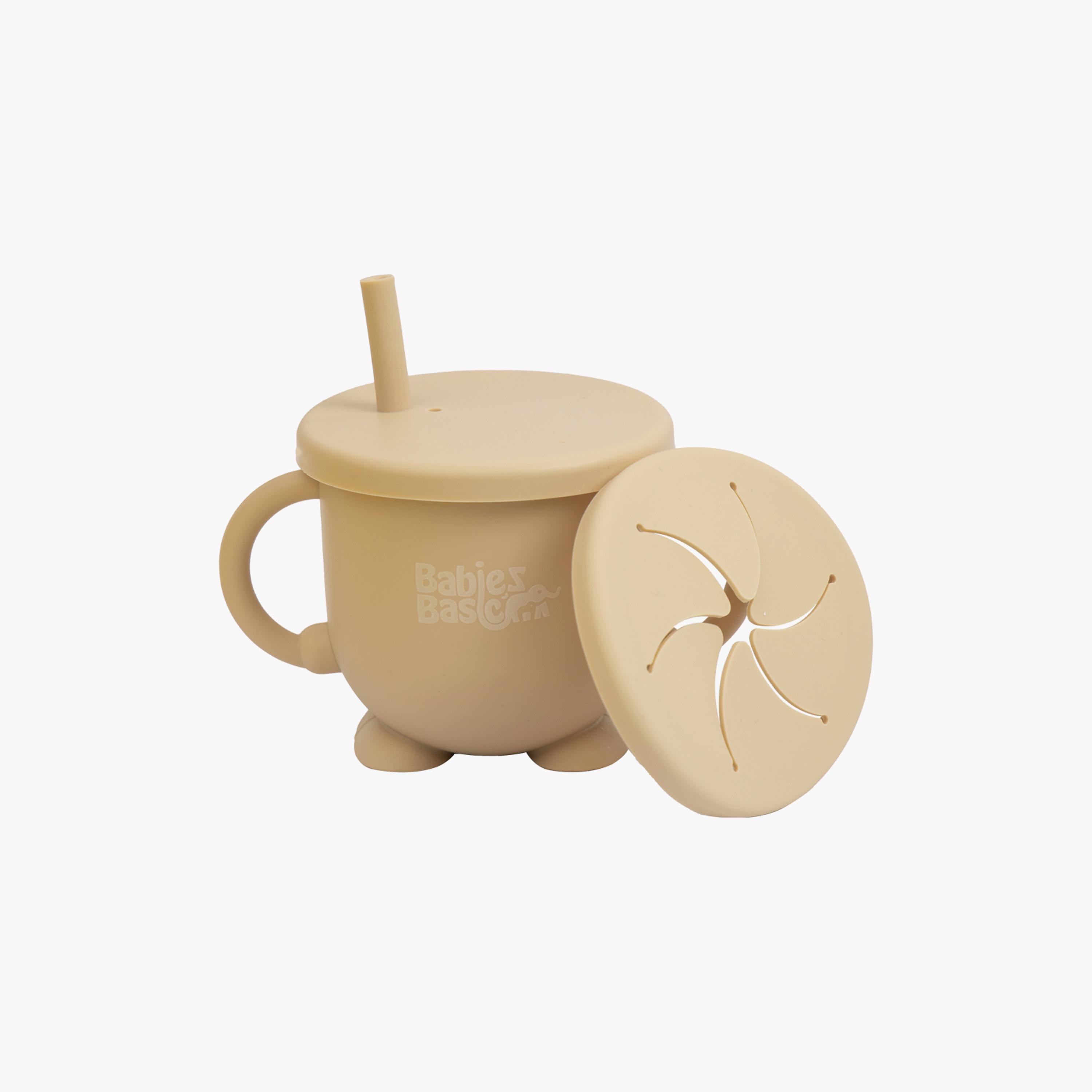 Babies Basic Multi Purpose 2 in 1 Silicone Cup with Straw & Snack Lid-baby-feeding-mealtimeessentials-image-1