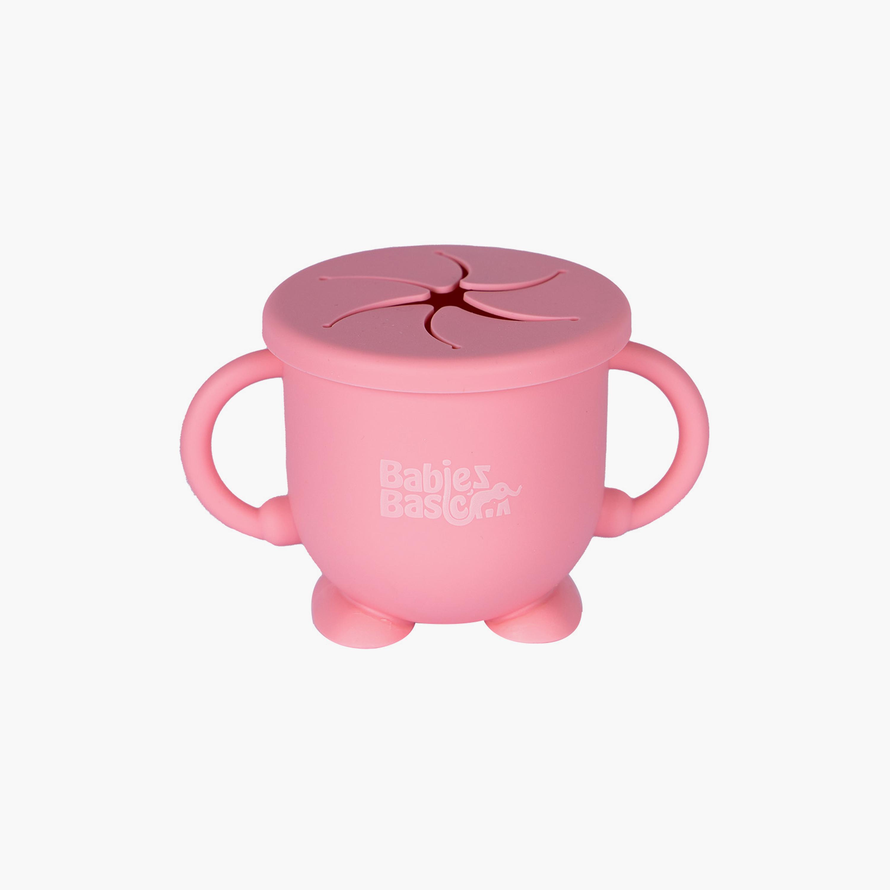 Babies Basic Multi Purpose 2 in 1 Silicone Cup with Straw & Snack Lid-baby-feeding-mealtimeessentials-image-1