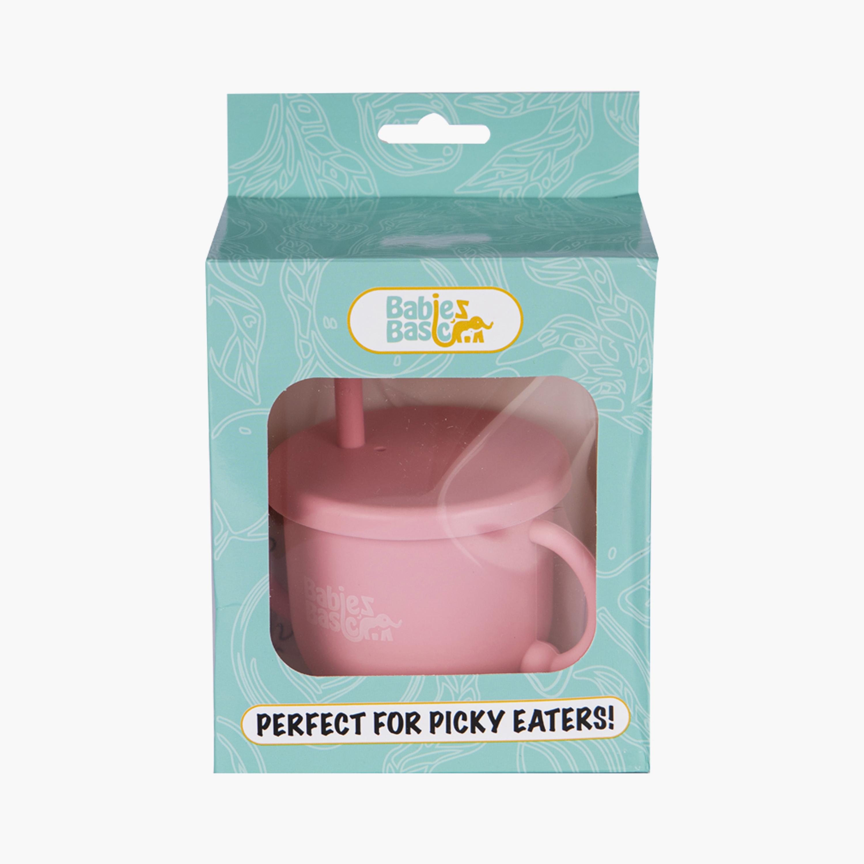 Babies Basic Multi Purpose 2 in 1 Silicone Cup with Straw & Snack Lid-baby-feeding-mealtimeessentials-image-5
