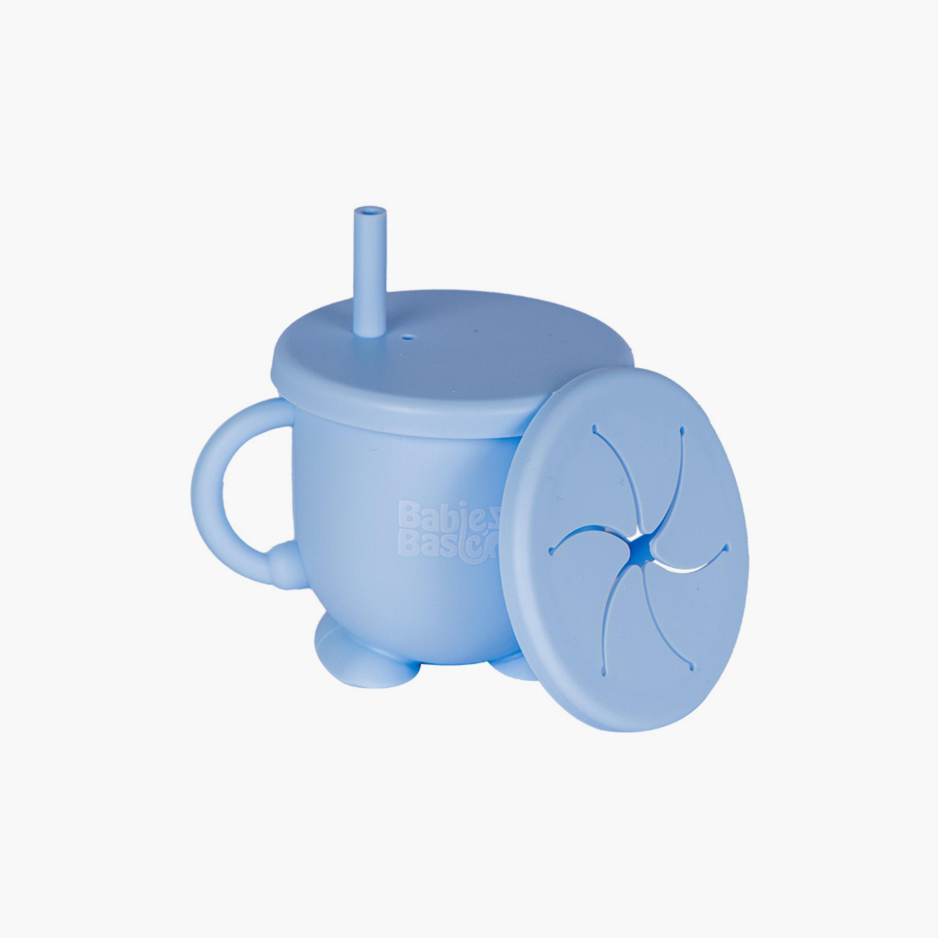 Babies Basic Multi Purpose 2 in 1 Silicone Cup with Straw & Snack Lid-baby-feeding-mealtimeessentials-image-1
