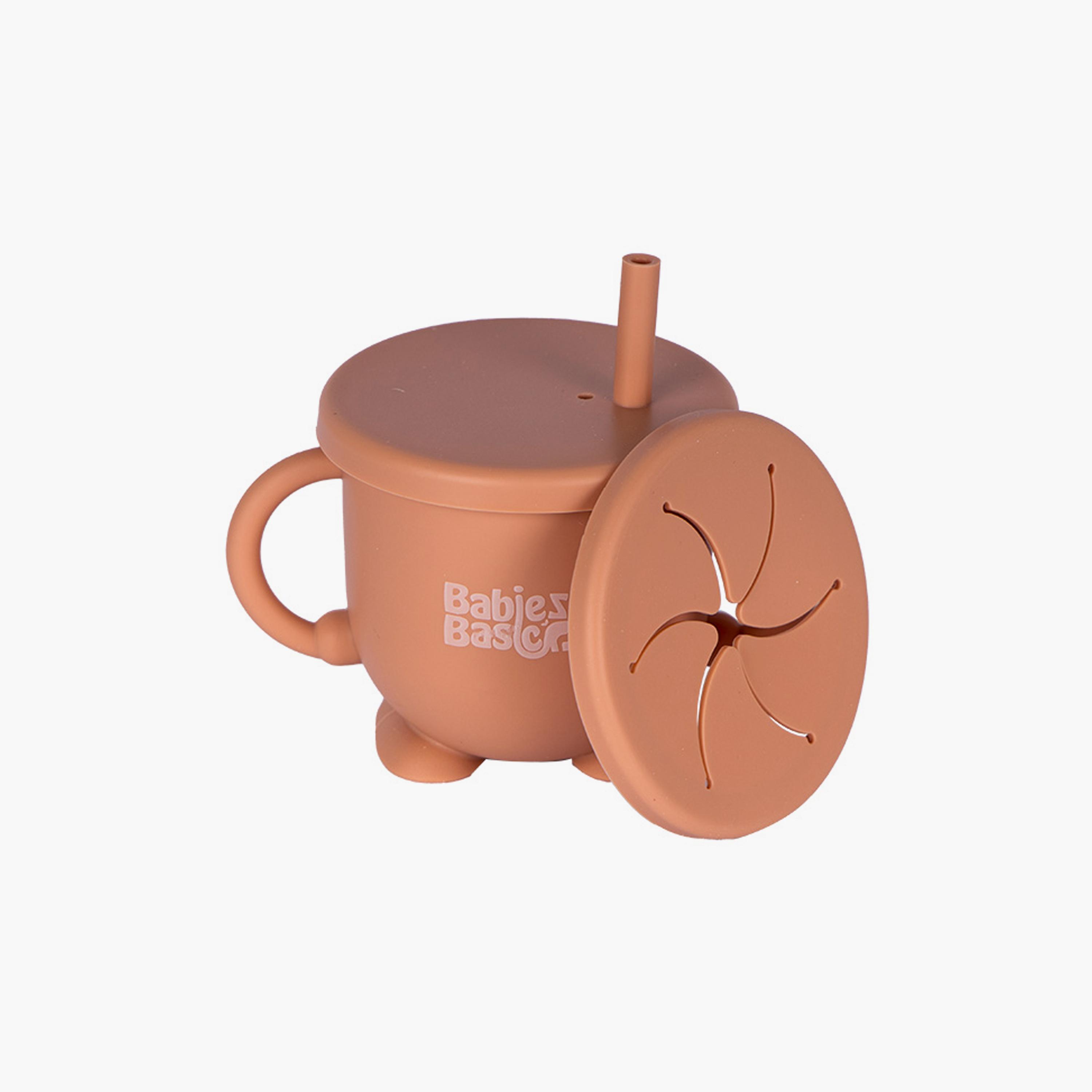 Babies Basic Multi Purpose 2 in 1 Silicone Cup with Straw & Snack Lid-baby-feeding-mealtimeessentials-image-1