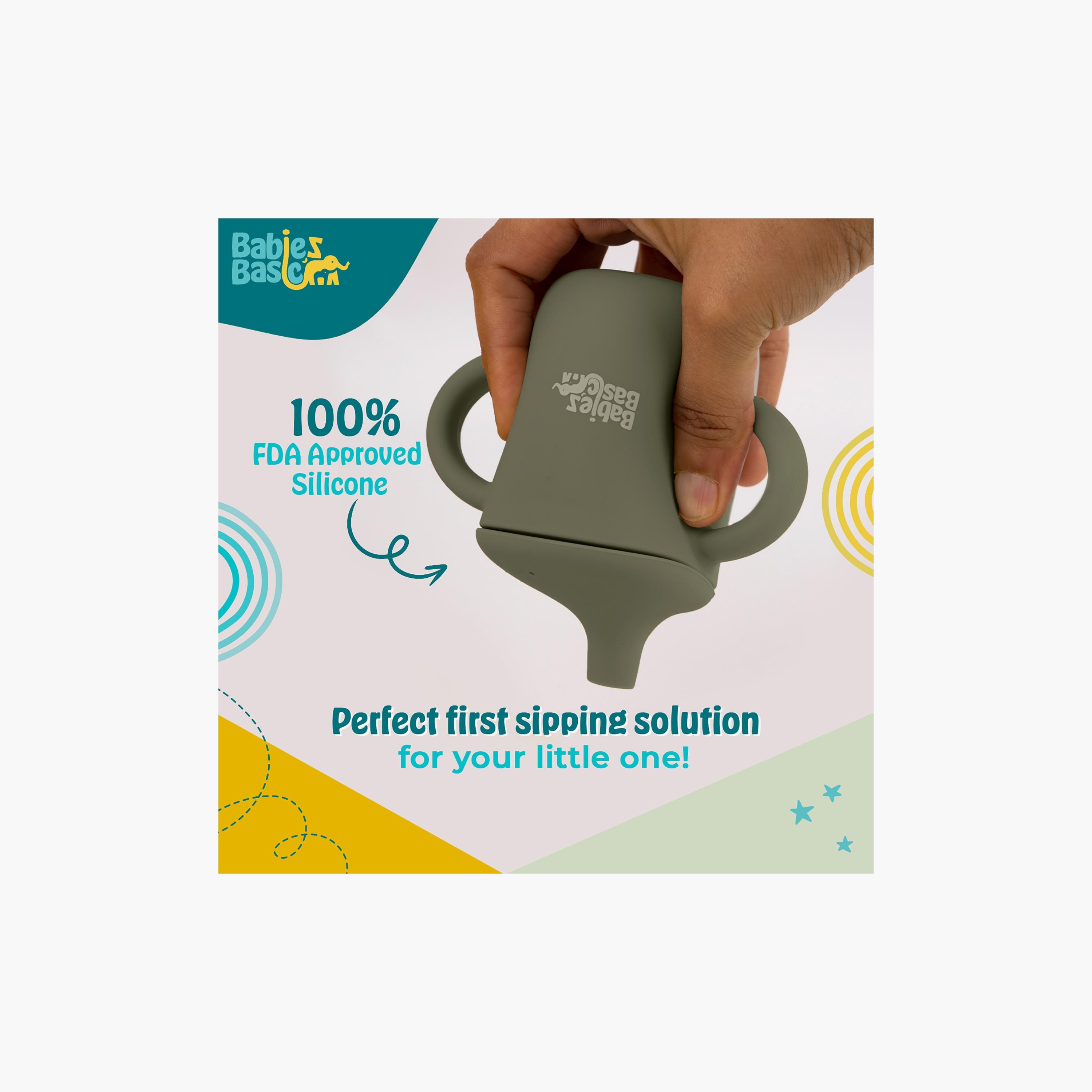 كوب تدريب سيليكون للمرحلة 1 مع مقابض من بيبيز بيزيك-baby-feeding-mealtimeessentials-image-3