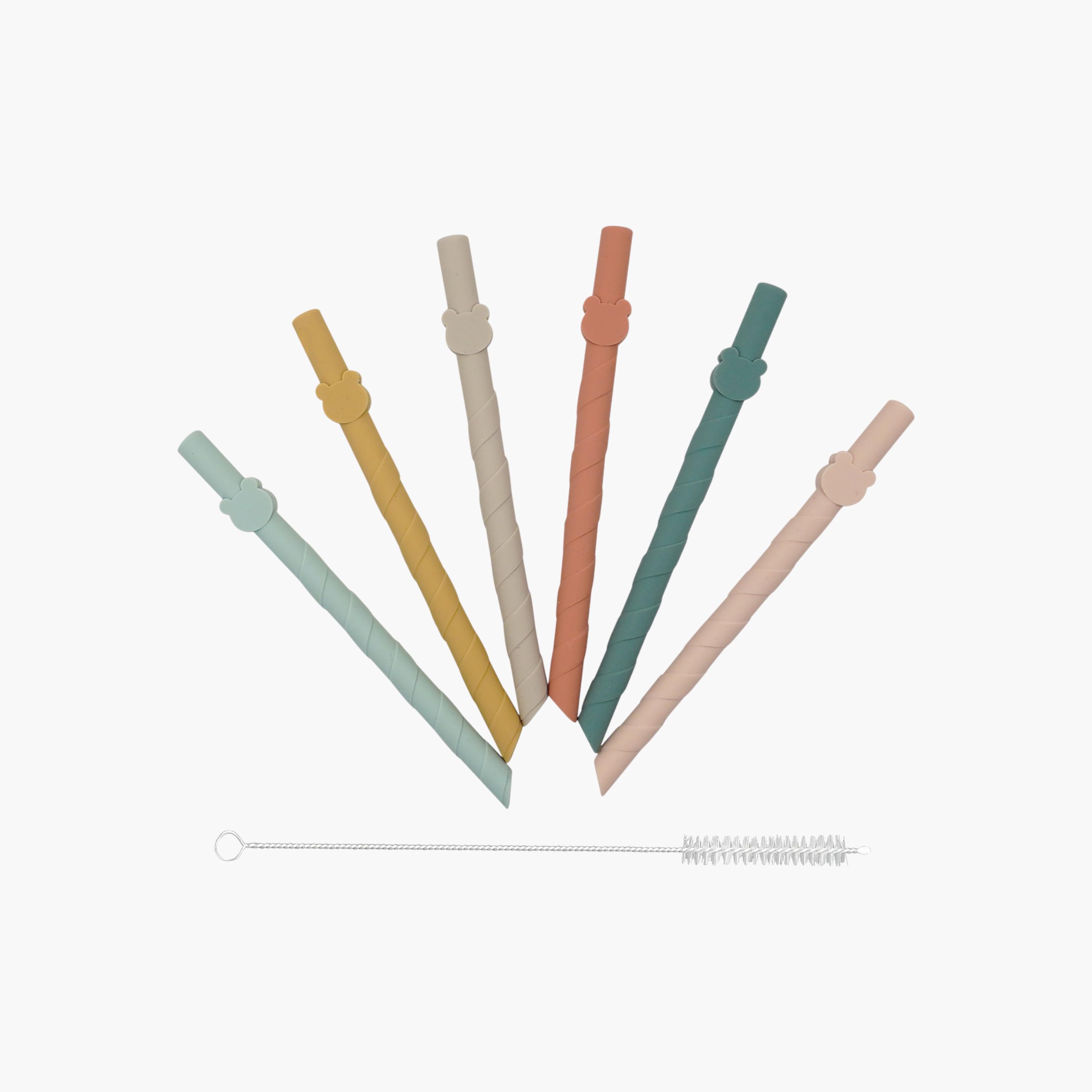 Babies Basic 6-Piece Reusable Silicone Straws with Straw Cleaner-baby-feeding-accessories-image-1