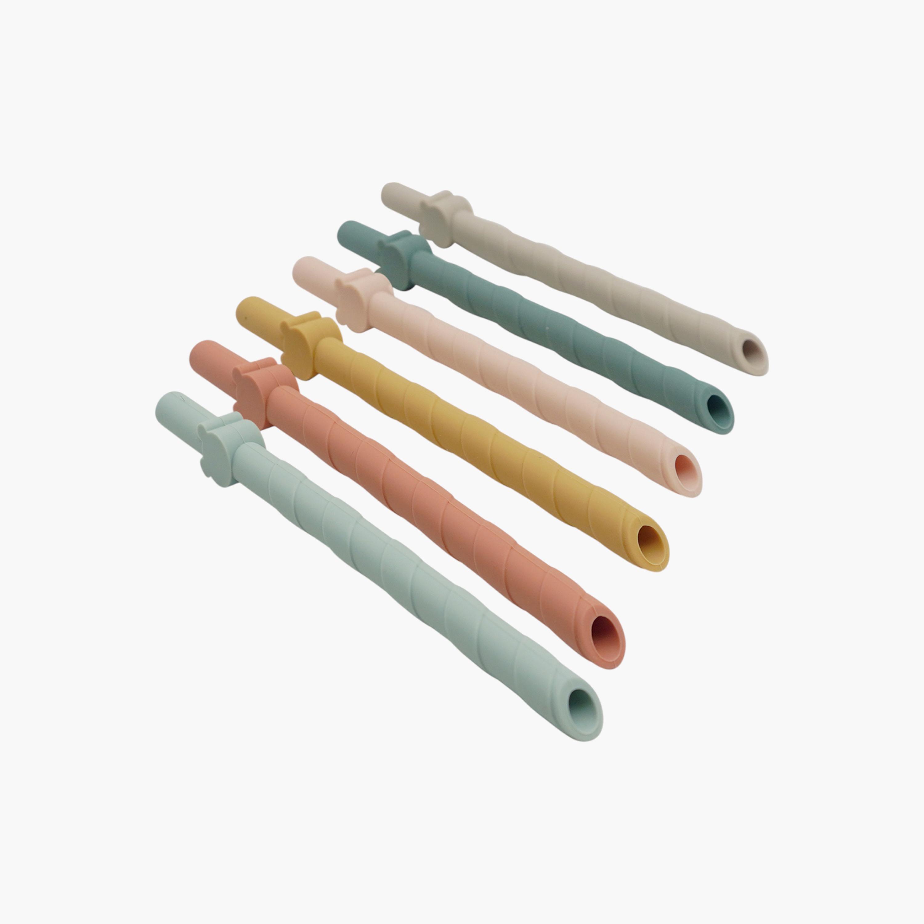 Babies Basic 6-Piece Reusable Silicone Straws with Straw Cleaner-baby-feeding-accessories-image-2