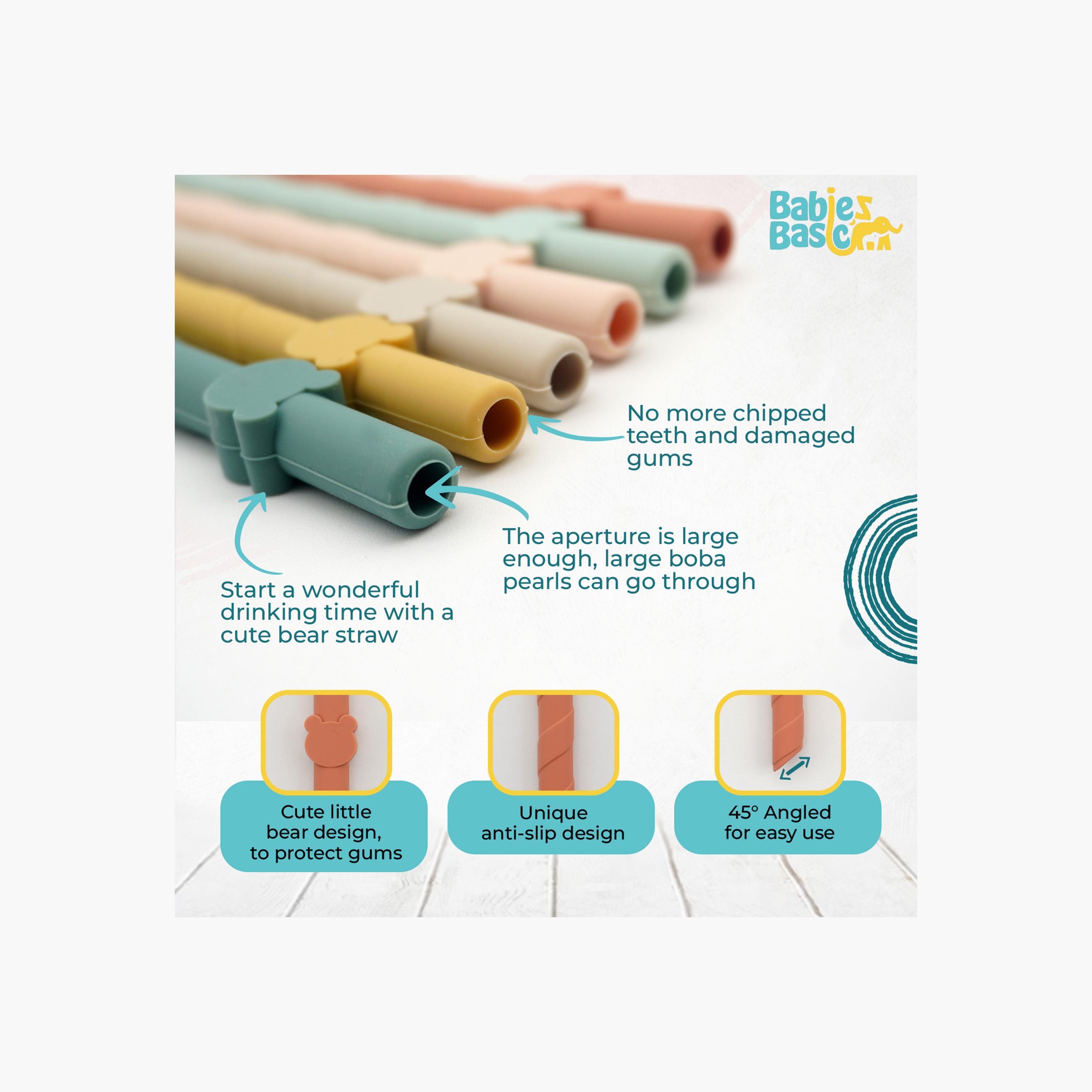 Babies Basic 6-Piece Reusable Silicone Straws with Straw Cleaner-baby-feeding-accessories-image-3
