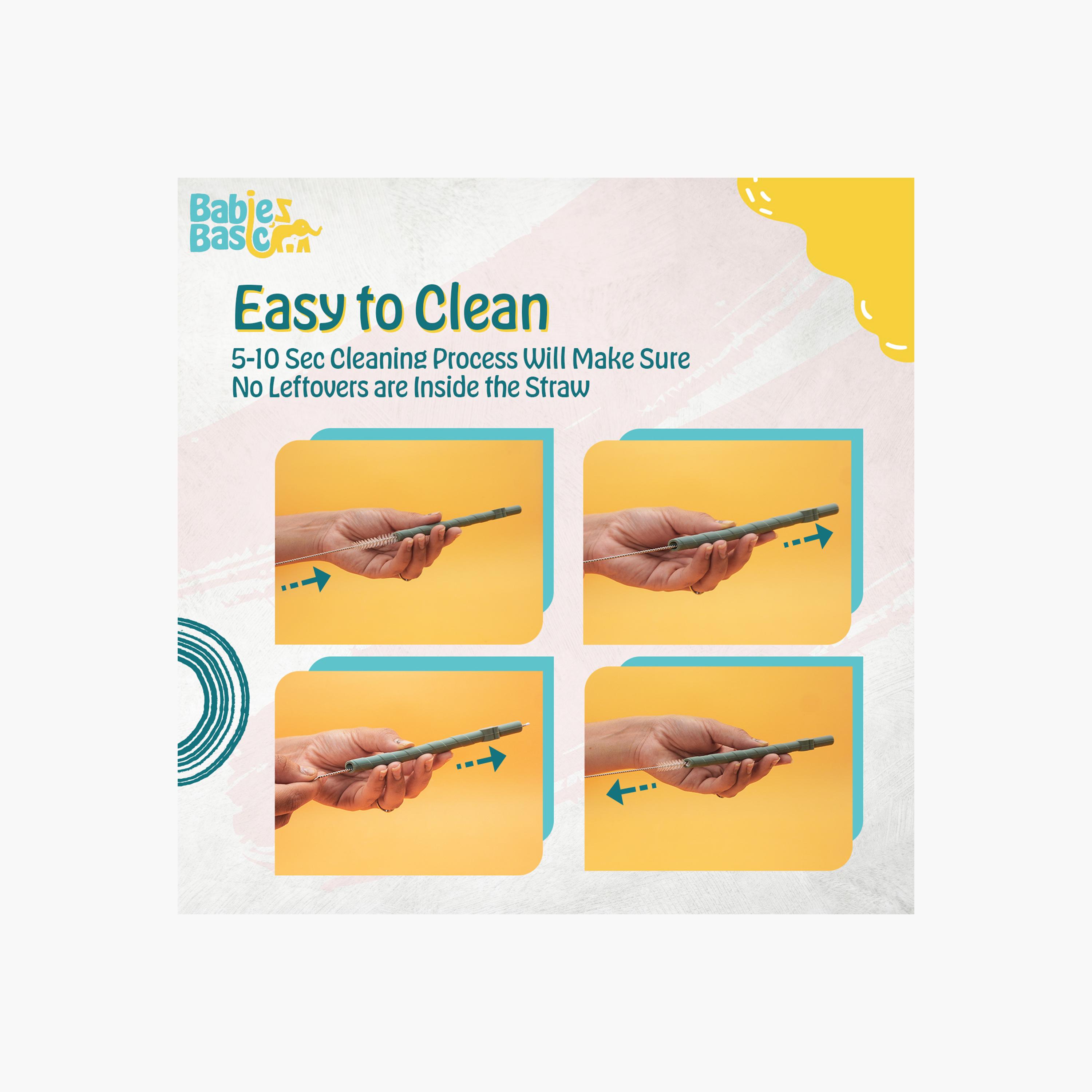 Babies Basic 6-Piece Reusable Silicone Straws with Straw Cleaner-baby-feeding-accessories-image-4