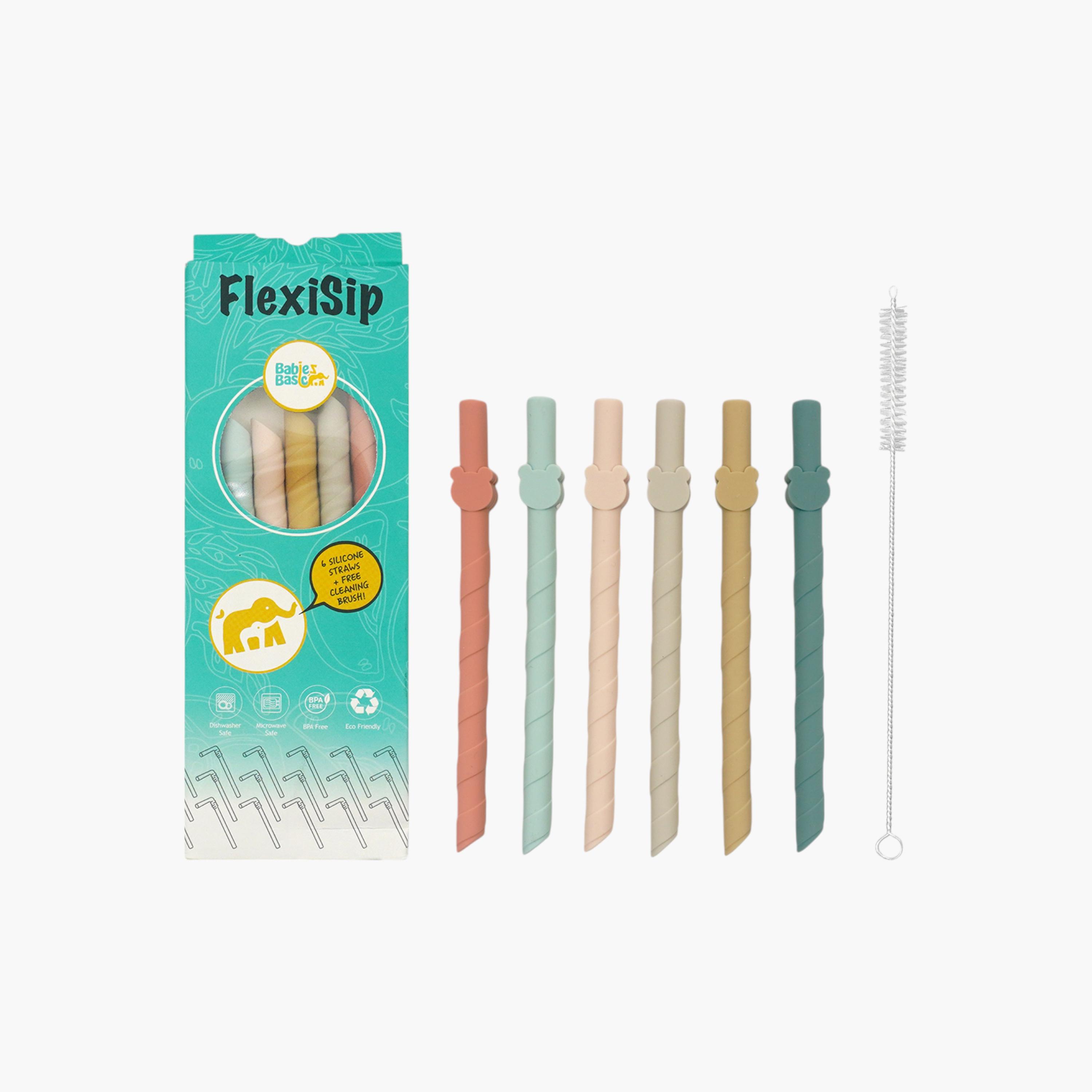 Babies Basic 6-Piece Reusable Silicone Straws with Straw Cleaner-baby-feeding-accessories-image-6