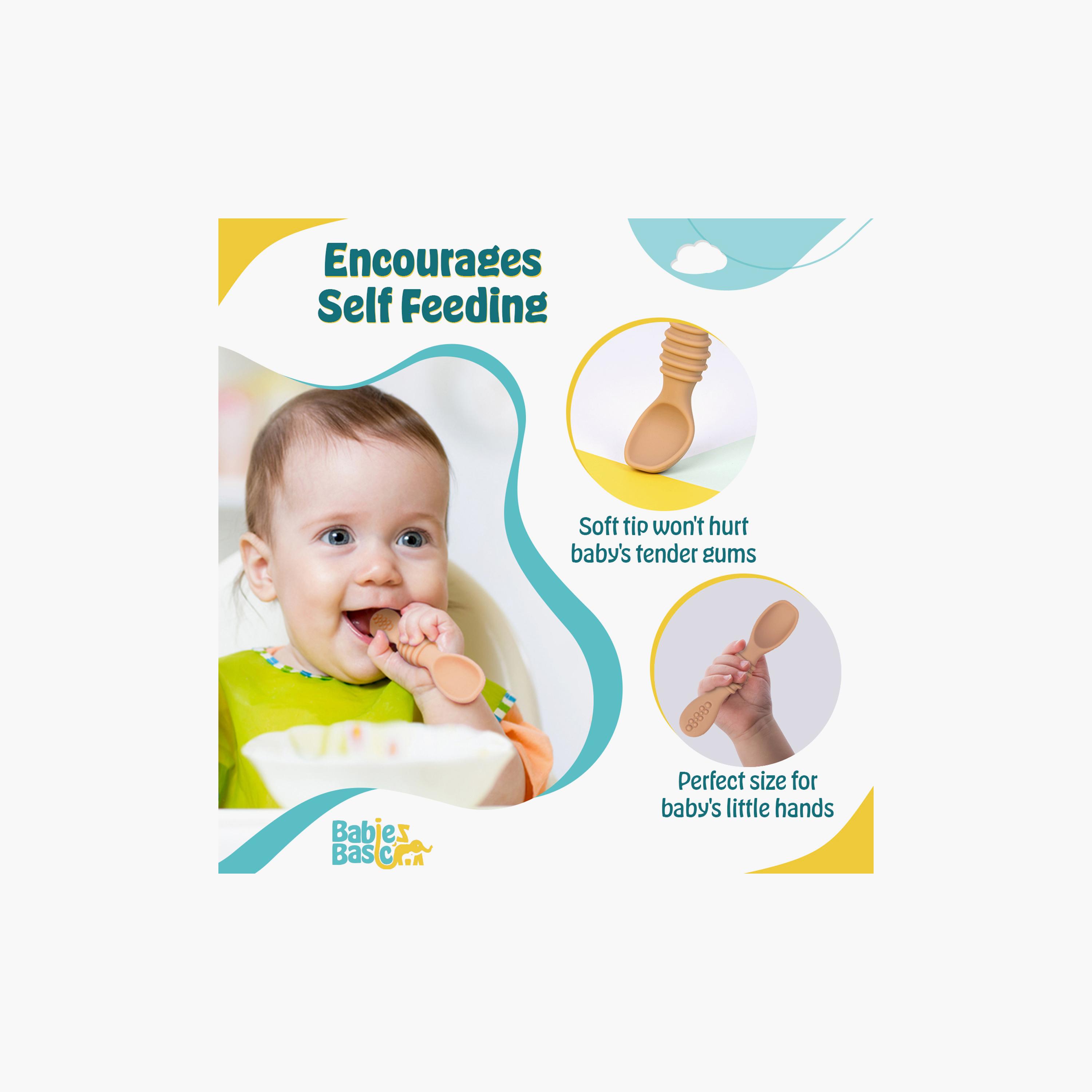 Babies Basic 2-Piece Soft Tip BPA Free Silicone First Stage Training Spoons-baby-feeding-mealtimeessentials-image-2