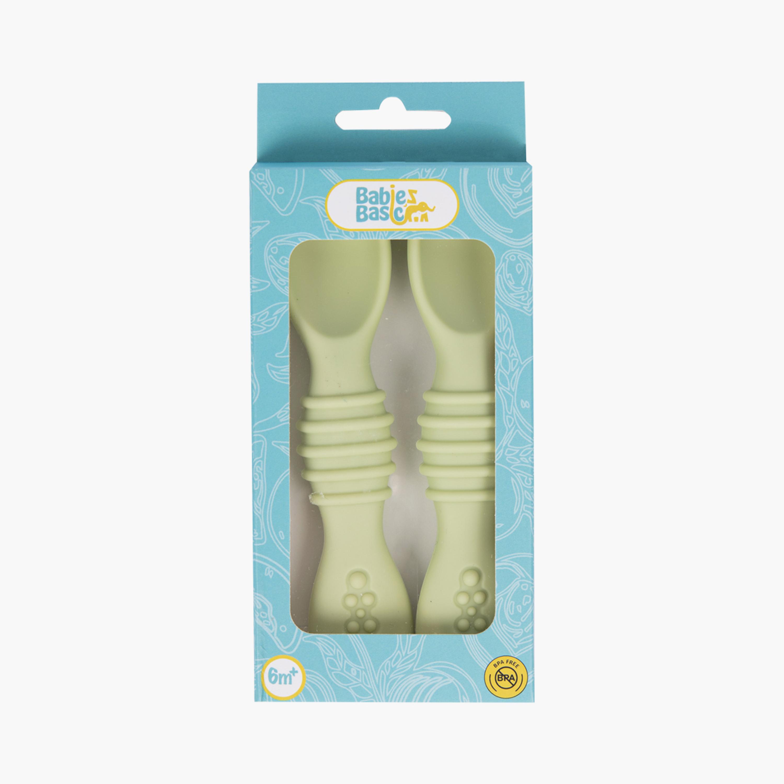 Babies Basic 2-Piece Soft Tip BPA Free Silicone First Stage Training Spoons-baby-feeding-mealtimeessentials-image-3